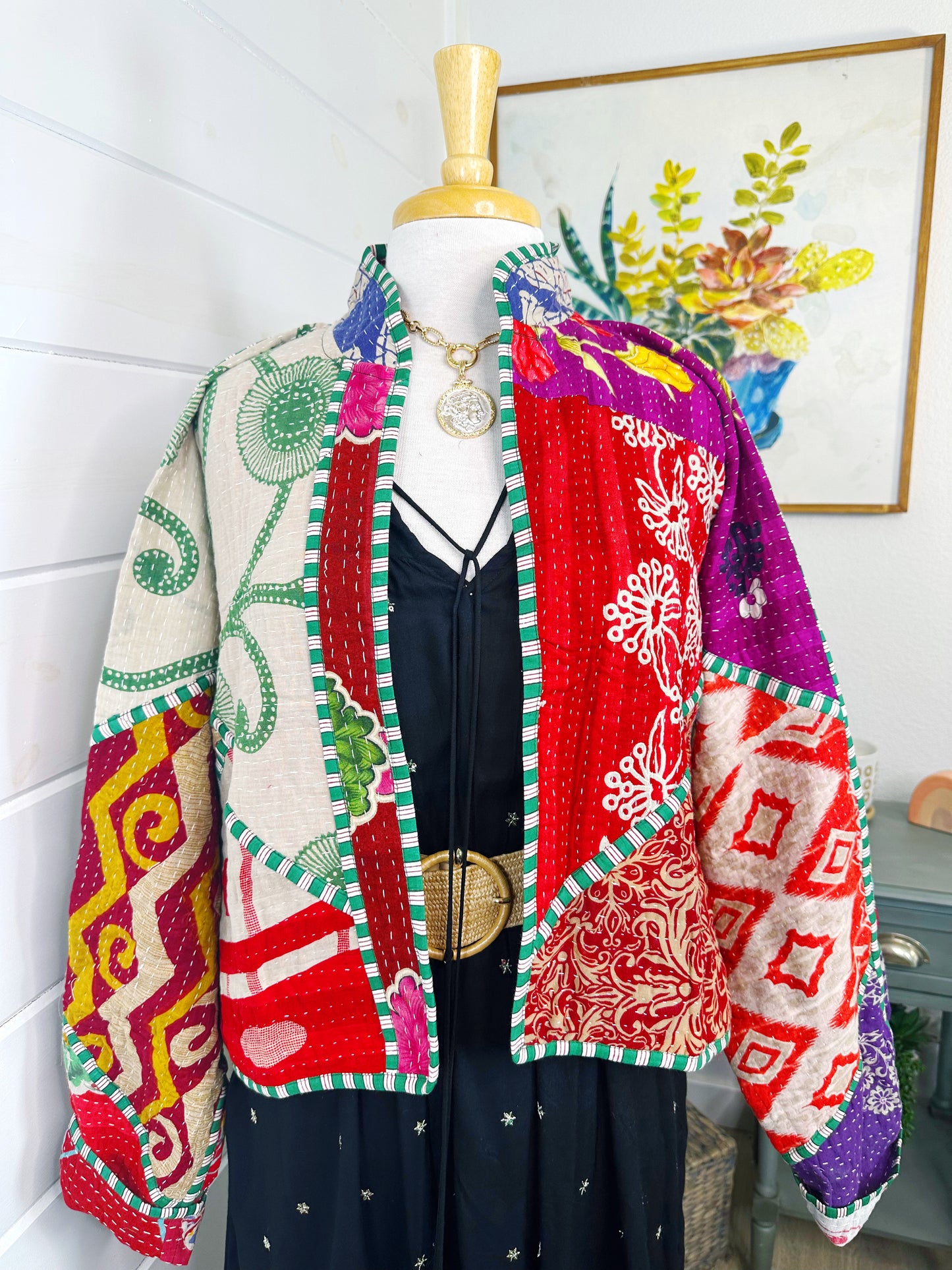 Kantha Quilted Bomber Jacket | Blanket Coat | Patchwork Coat