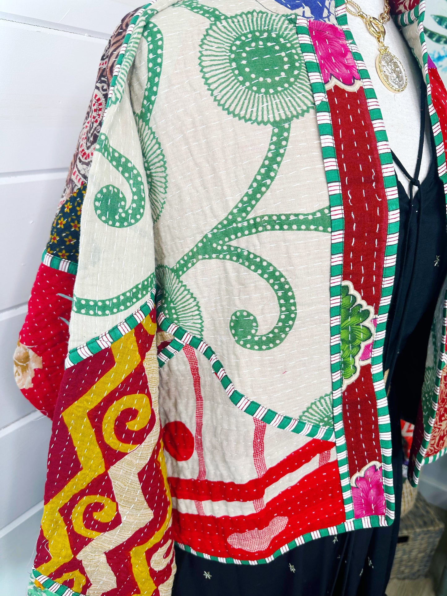 Kantha Quilted Bomber Jacket | Blanket Coat | Patchwork Coat