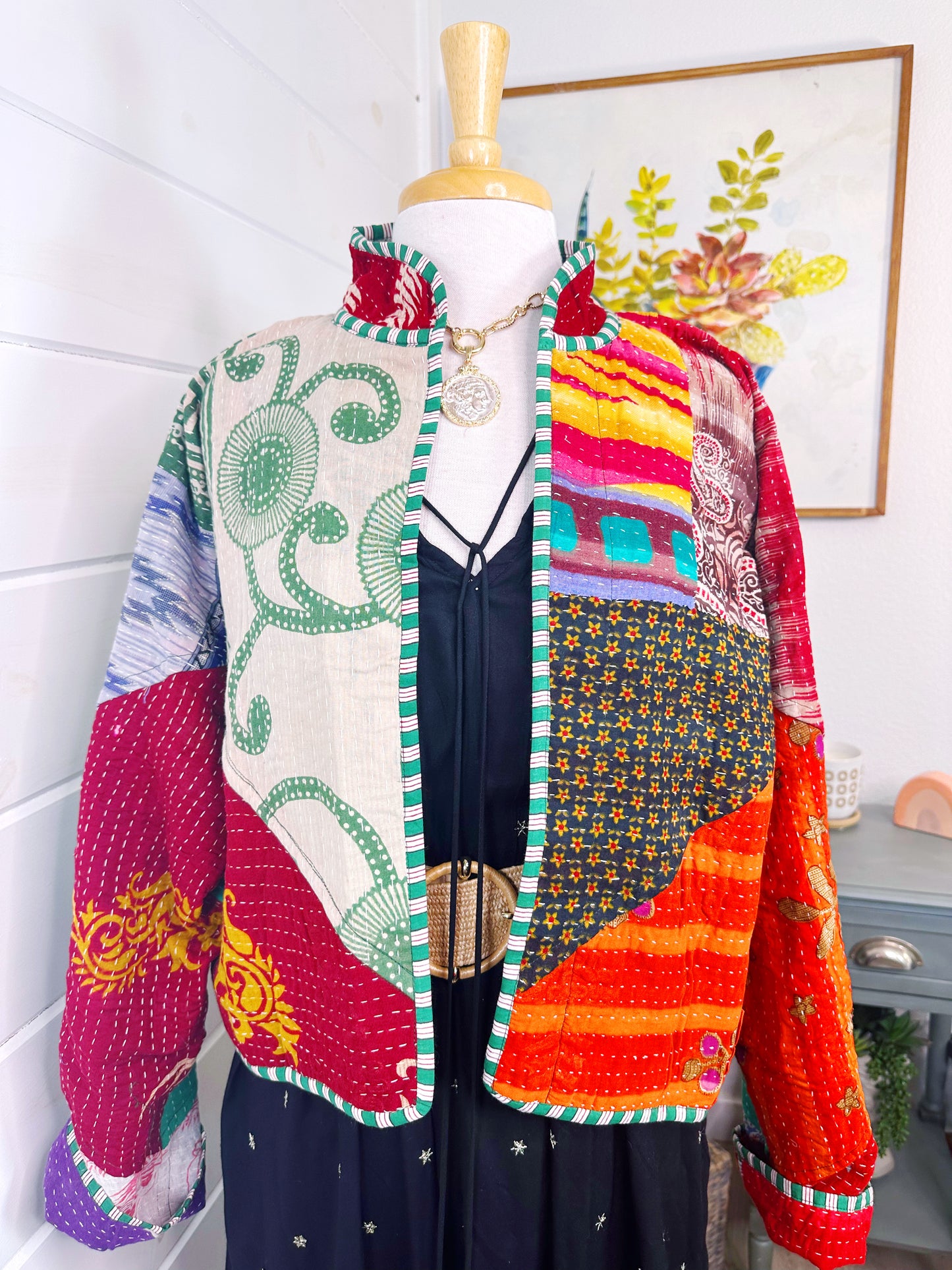 Kantha Quilted Bomber Jacket | Blanket Coat | Patchwork Coat