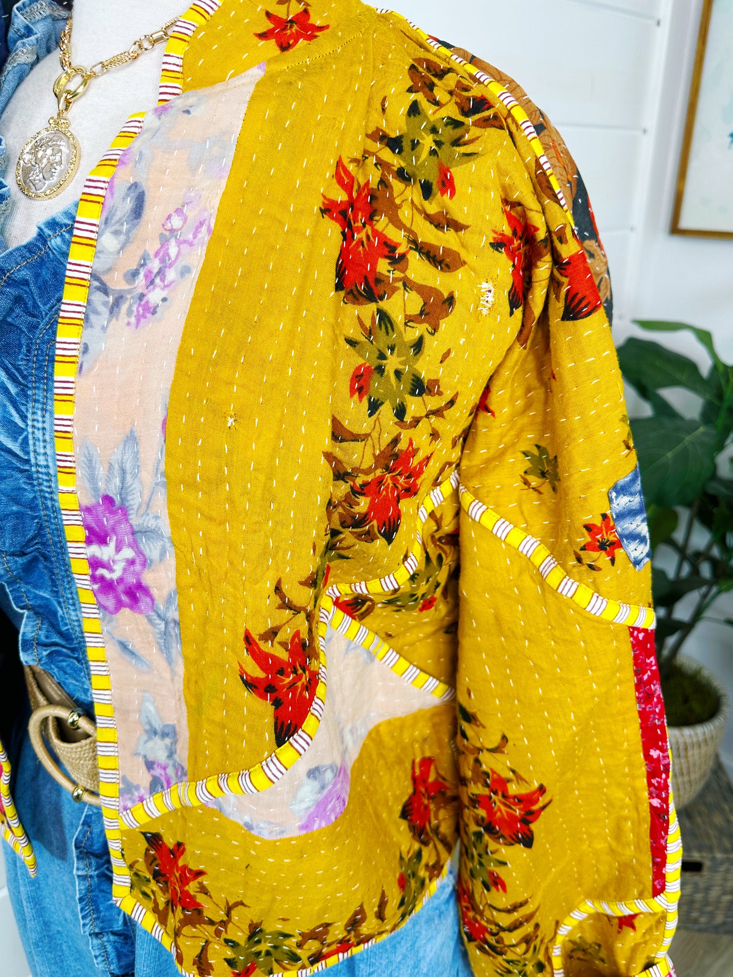 Kantha Quilted Bomber Jacket | Blanket Coat | Patchwork Coat