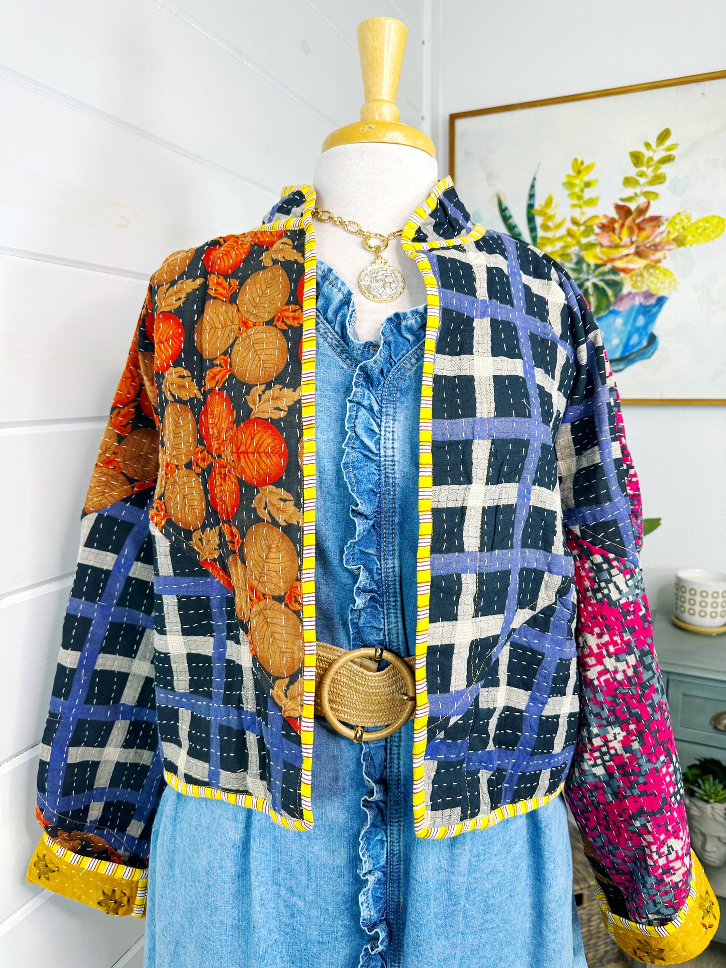 Kantha Quilted Bomber Jacket | Blanket Coat | Patchwork Coat