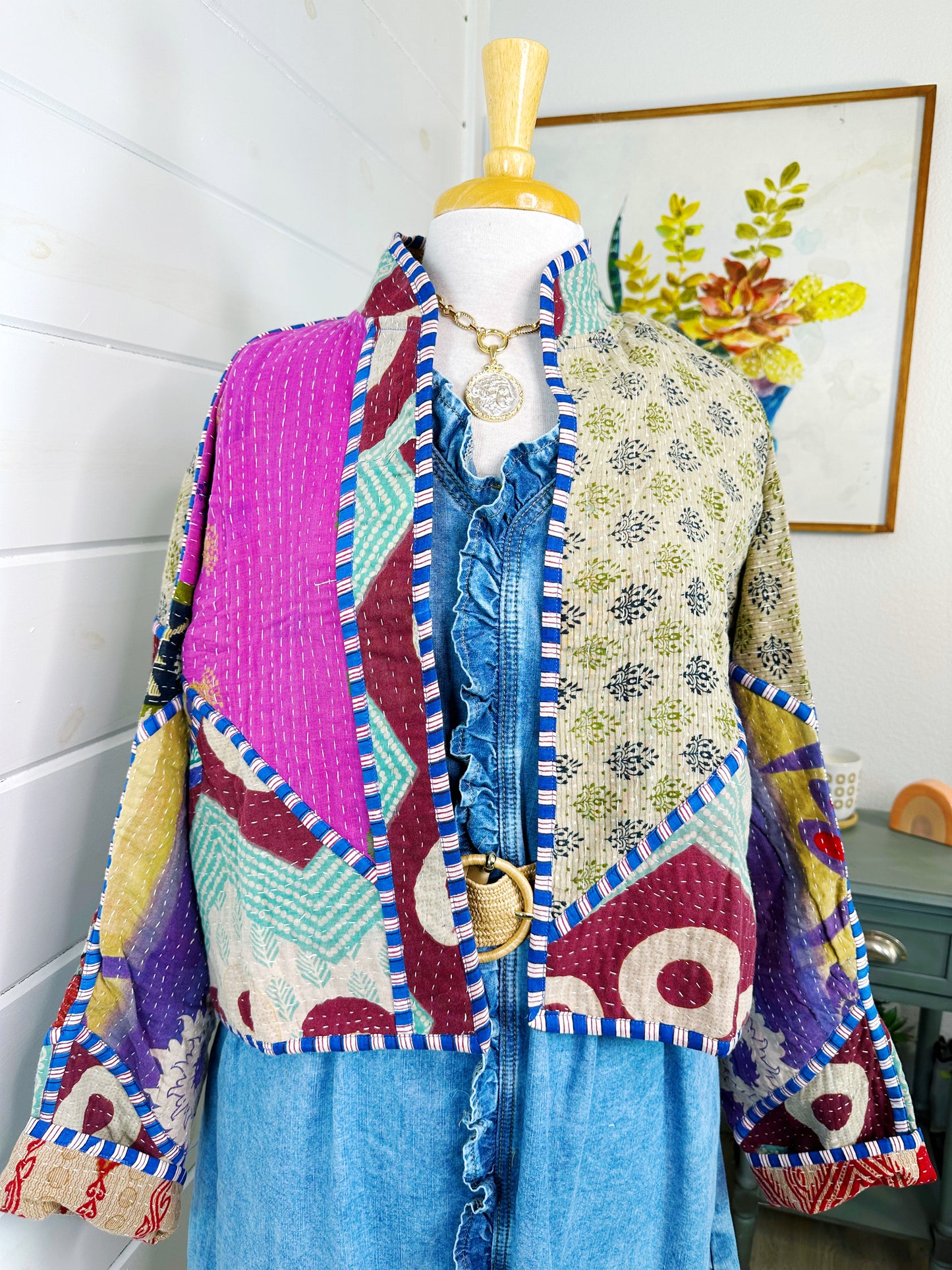 Kantha Quilted Bomber Jacket | Blanket Coat | Patchwork Coat