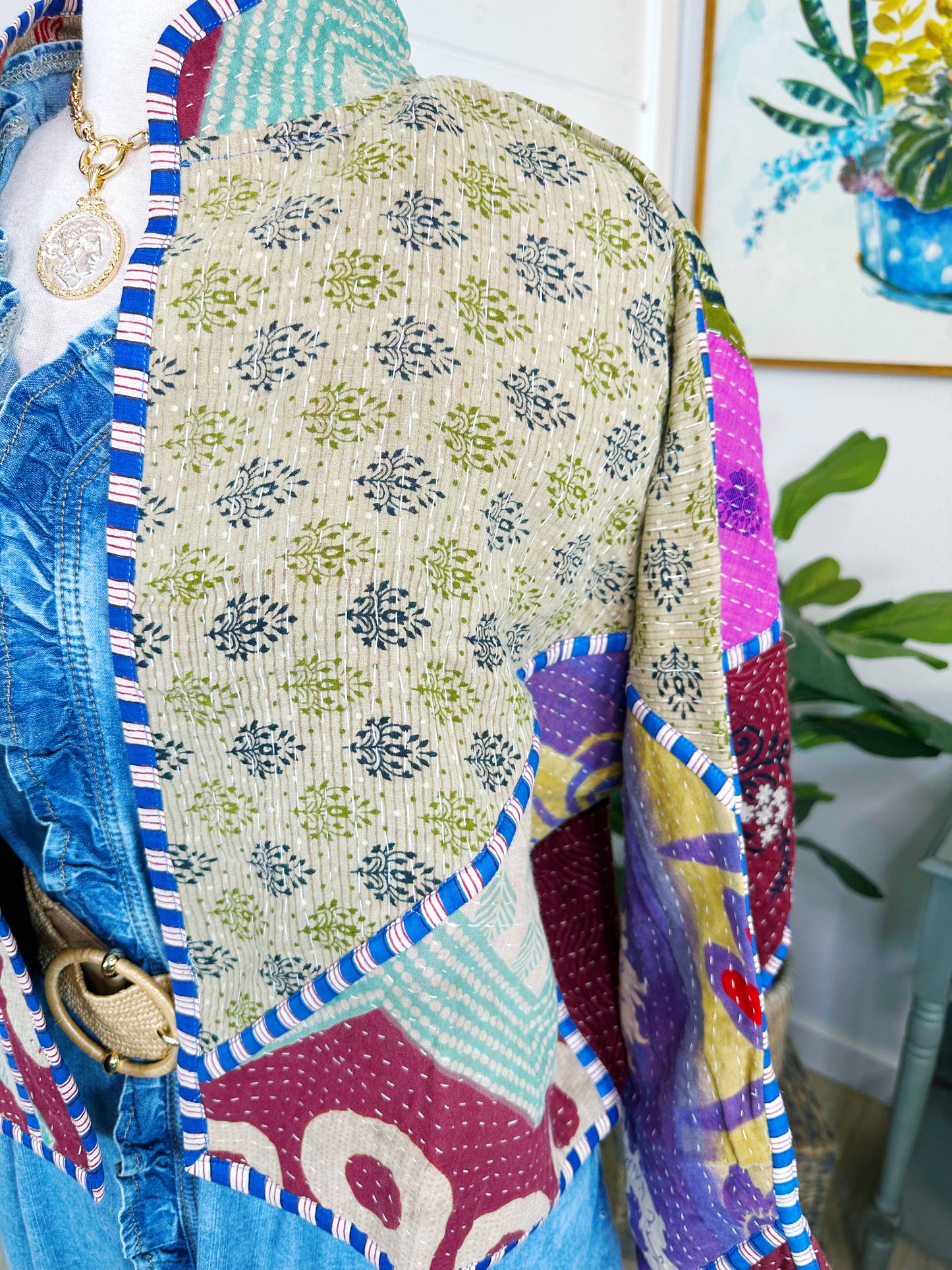 Kantha Quilted Bomber Jacket | Blanket Coat | Patchwork Coat