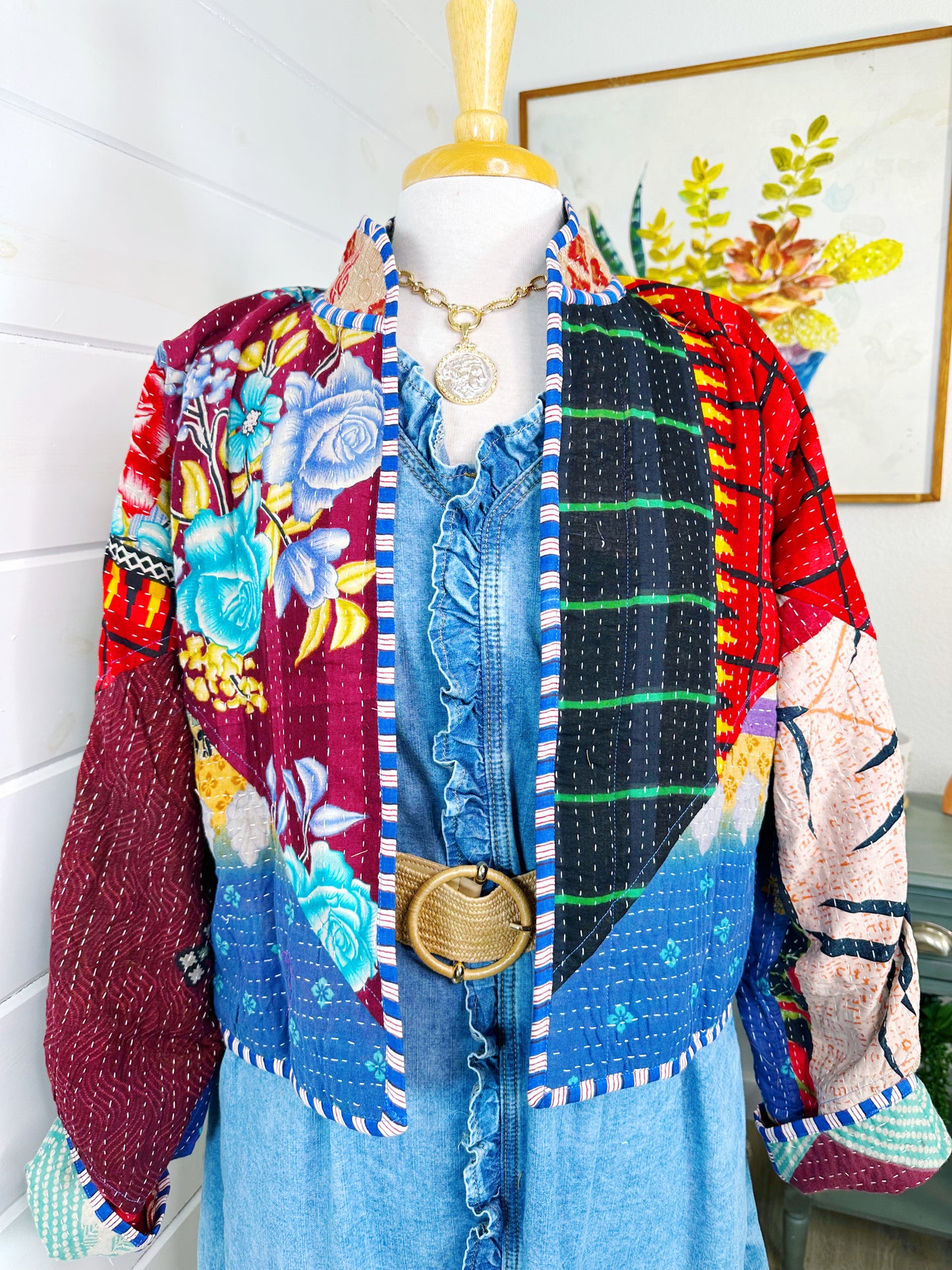 Kantha Quilted Bomber Jacket | Blanket Coat | Patchwork Coat