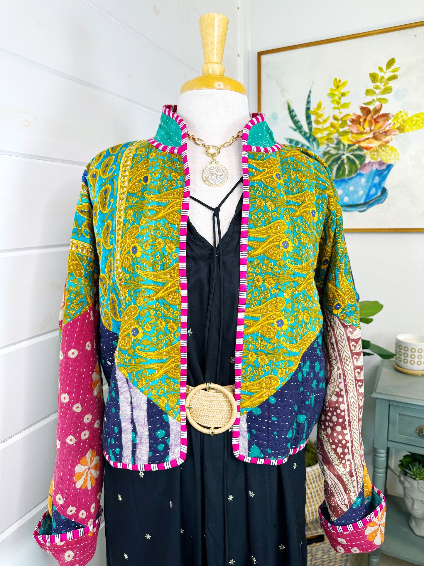 Kantha Quilted Bomber Jacket | Blanket Coat | Patchwork Coat