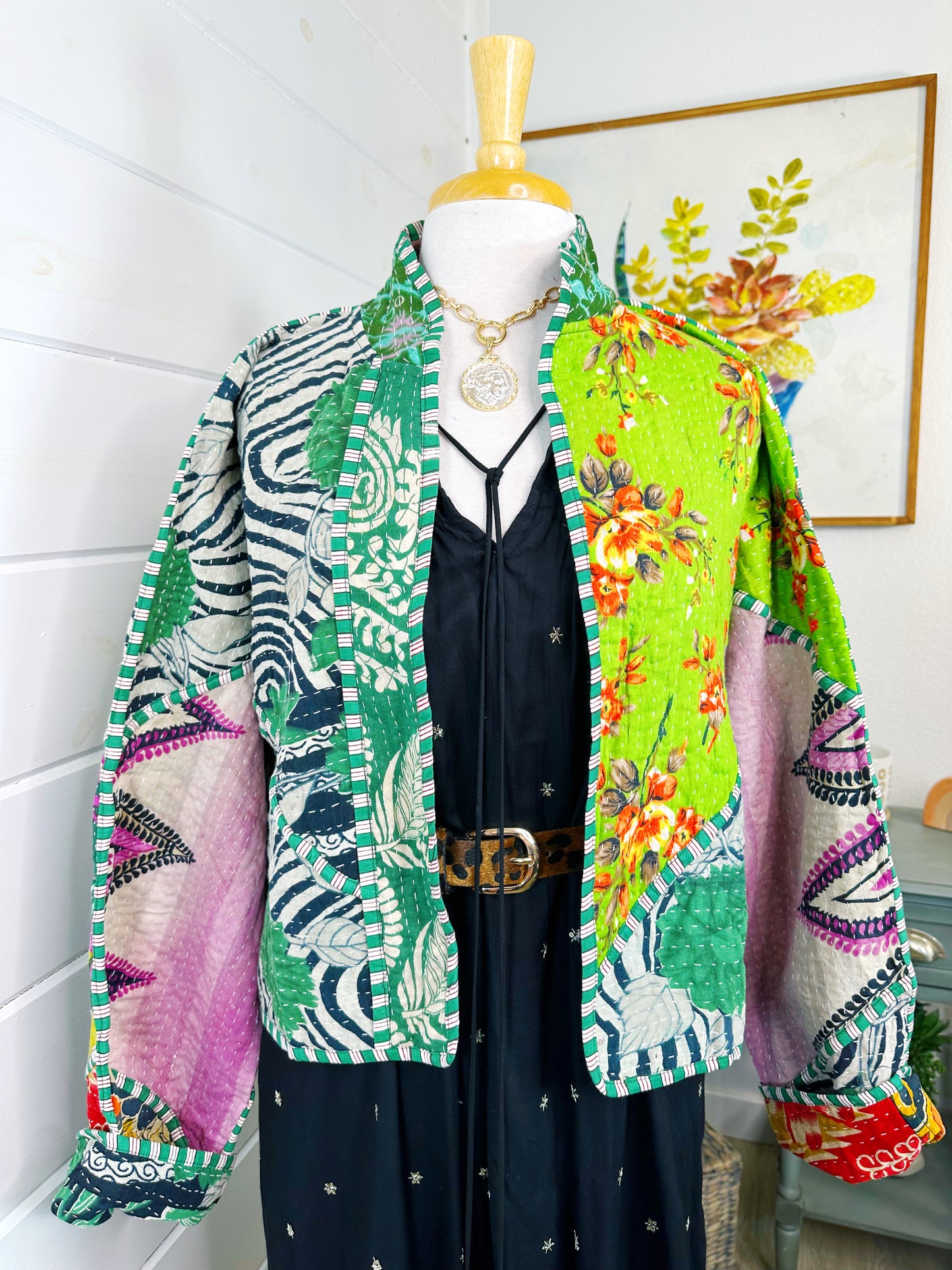 Kantha Quilted Bomber Jacket | Blanket Coat | Patchwork Coat