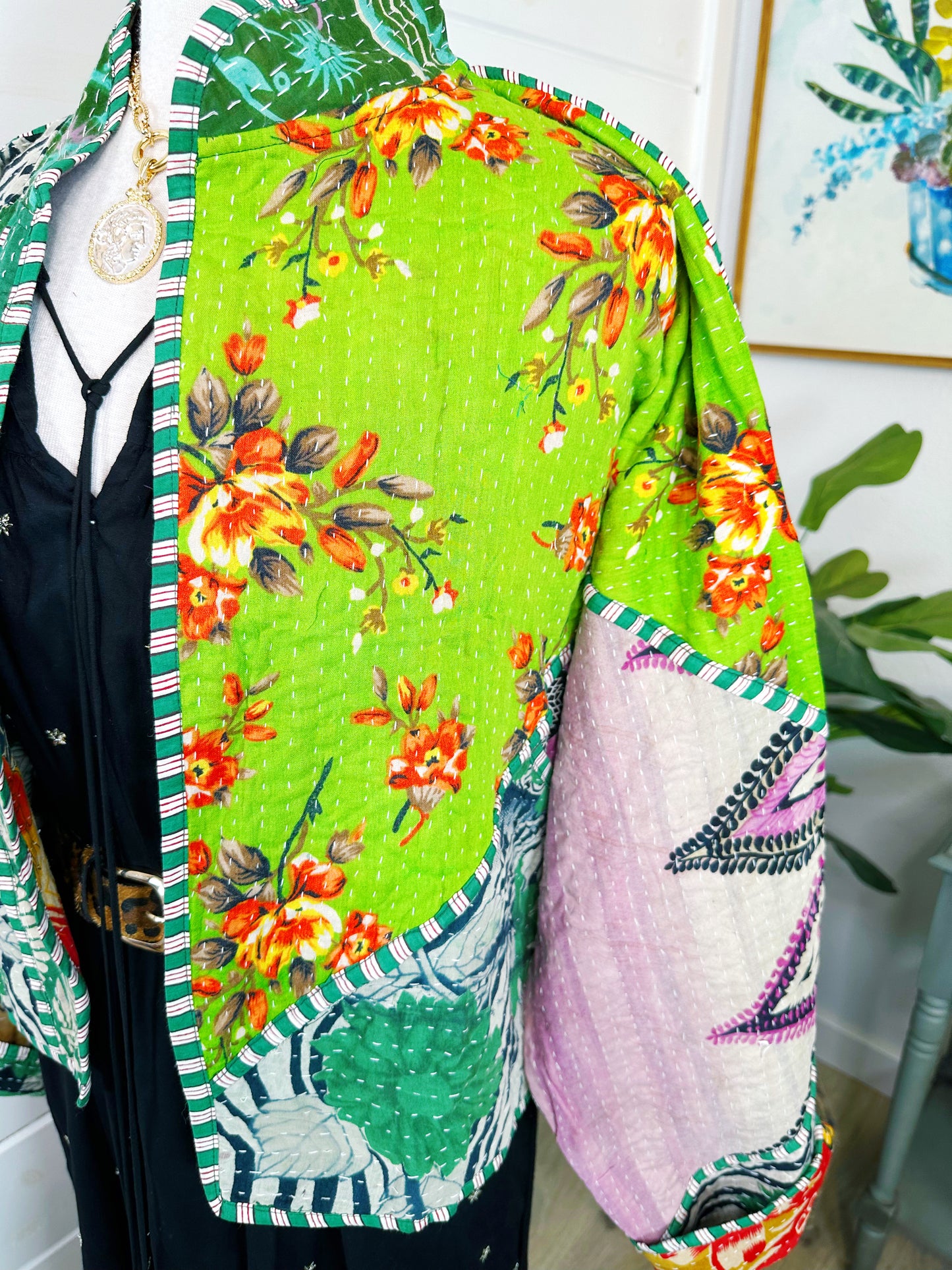Kantha Quilted Bomber Jacket | Blanket Coat | Patchwork Coat