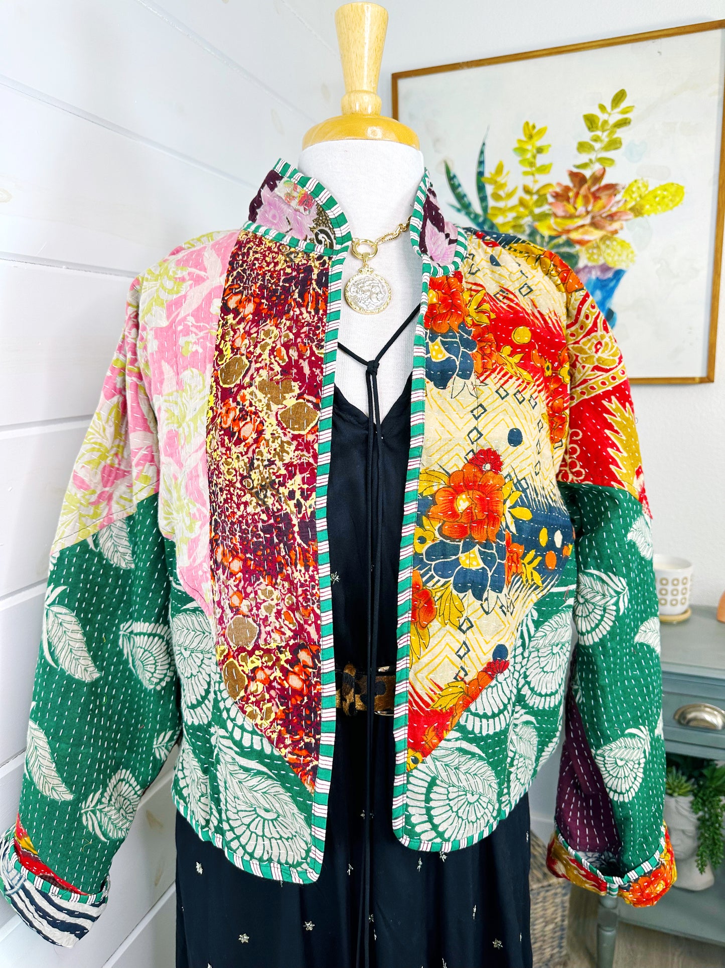 Kantha Quilted Bomber Jacket | Blanket Coat | Patchwork Coat