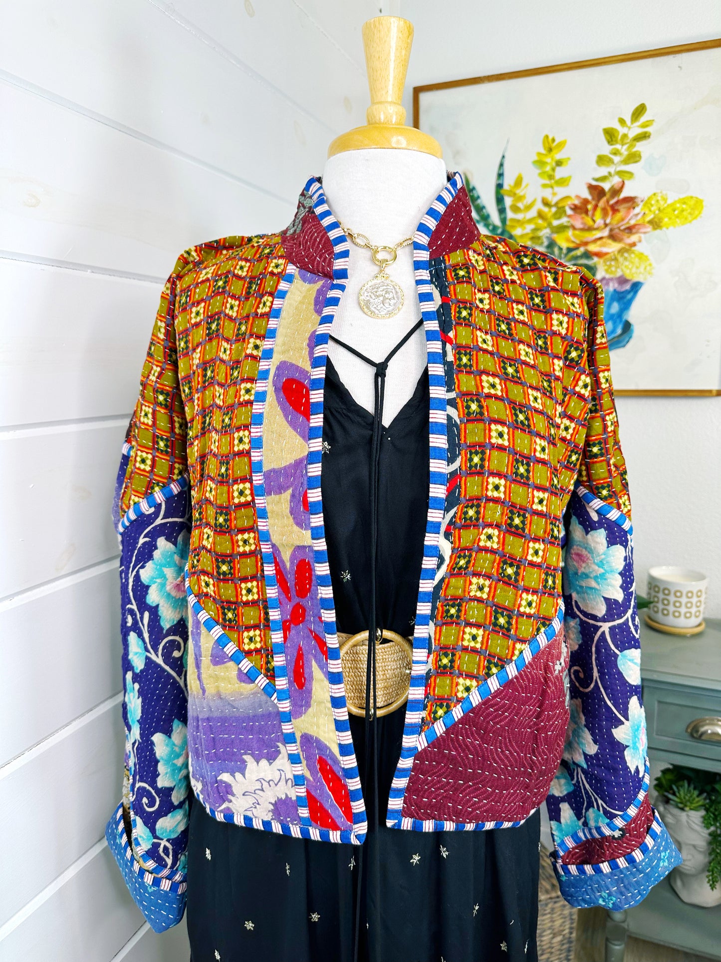 Kantha Quilted Bomber Jacket | Blanket Coat | Patchwork Coat