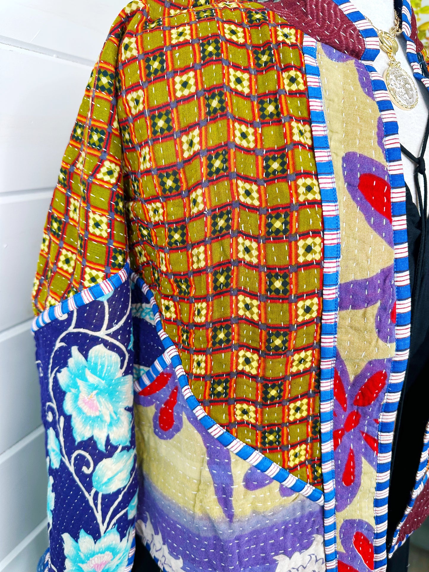 Kantha Quilted Bomber Jacket | Blanket Coat | Patchwork Coat