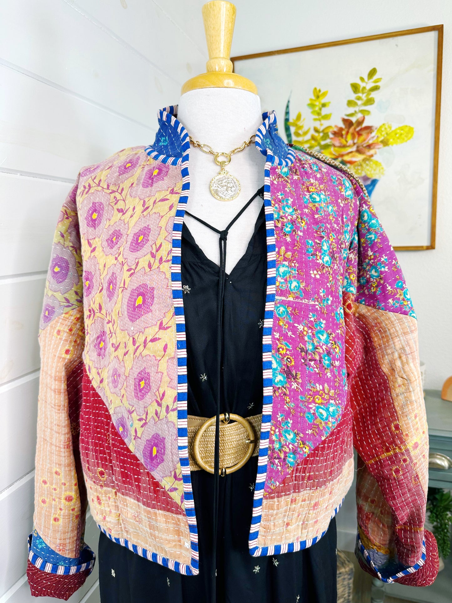 Kantha Quilted Bomber Jacket | Blanket Coat | Patchwork Coat