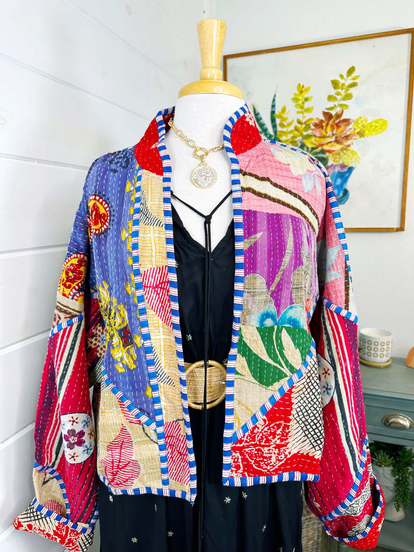 Kantha Quilted Bomber Jacket | Blanket Coat | Patchwork Coat