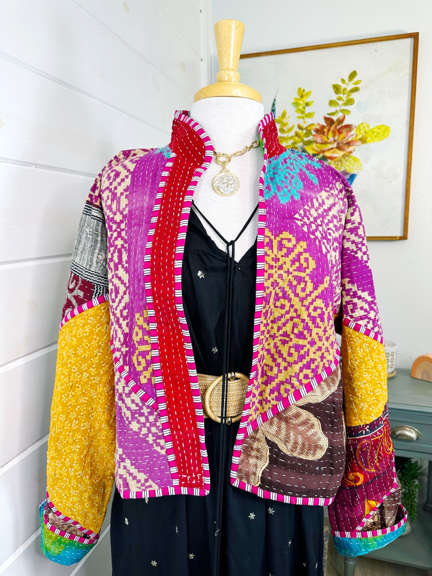 Kantha Quilted Bomber Jacket | Blanket Coat | Patchwork Coat