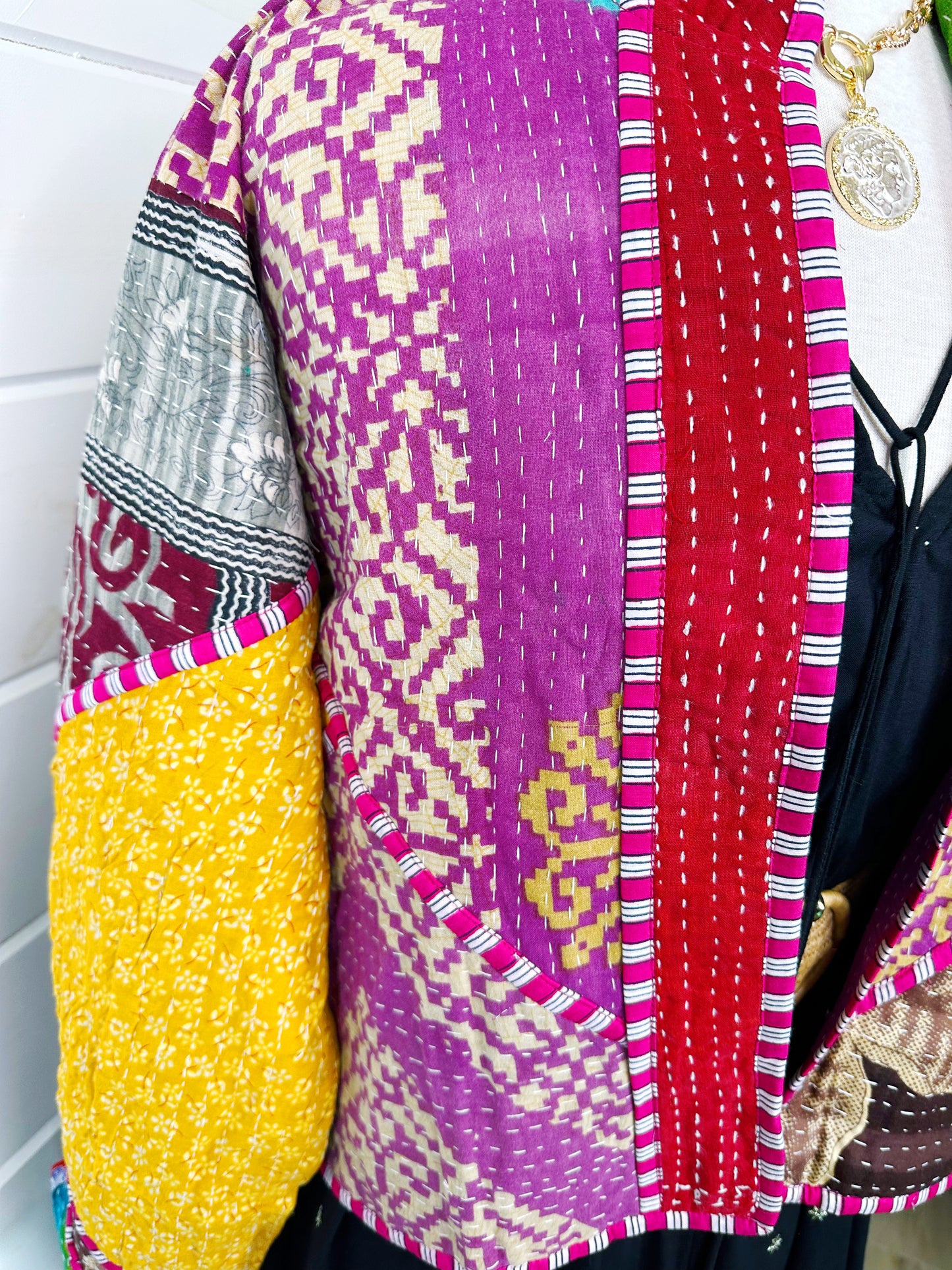 Kantha Quilted Bomber Jacket | Blanket Coat | Patchwork Coat