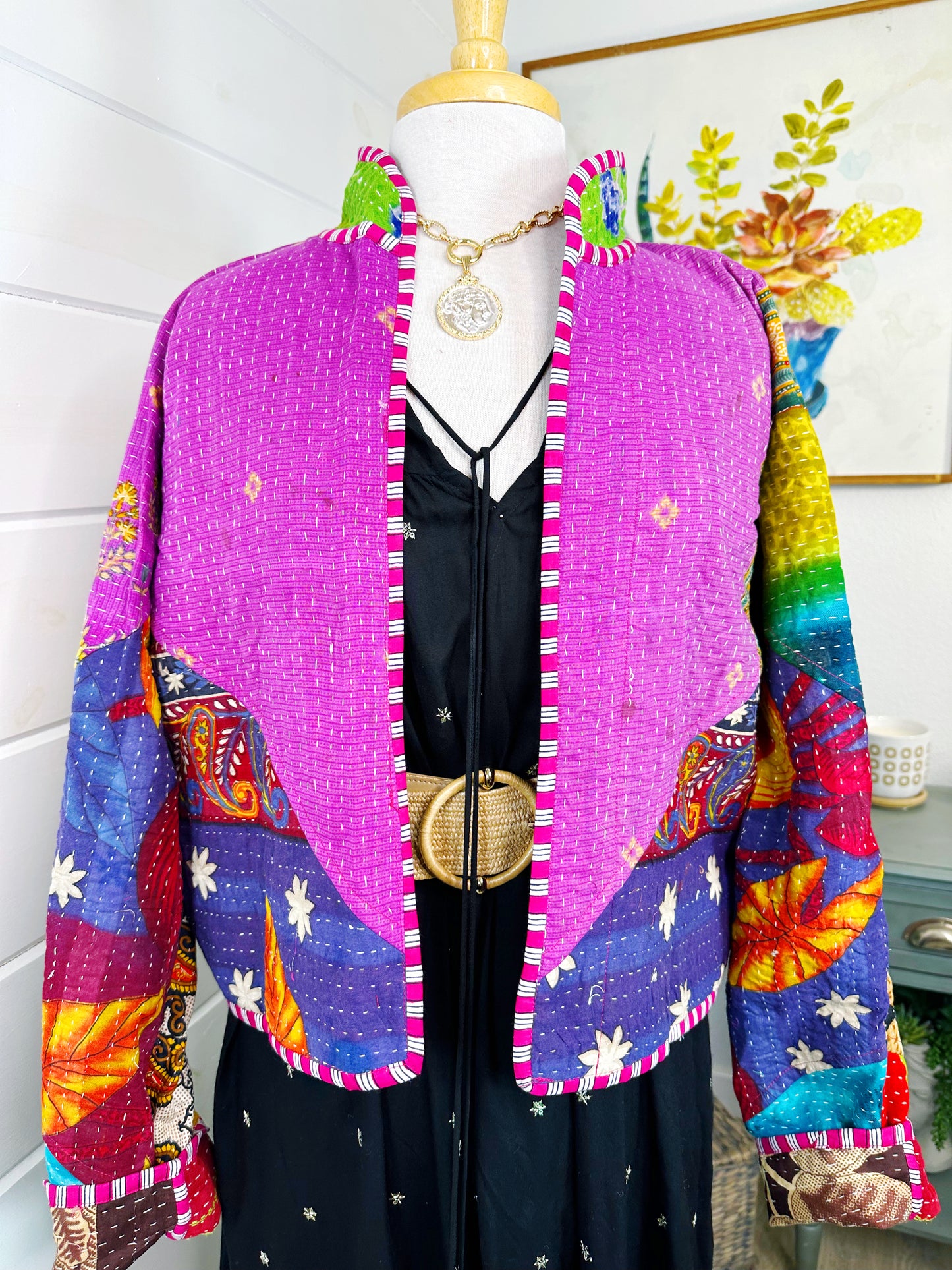 Kantha Quilted Bomber Jacket | Blanket Coat | Patchwork Coat