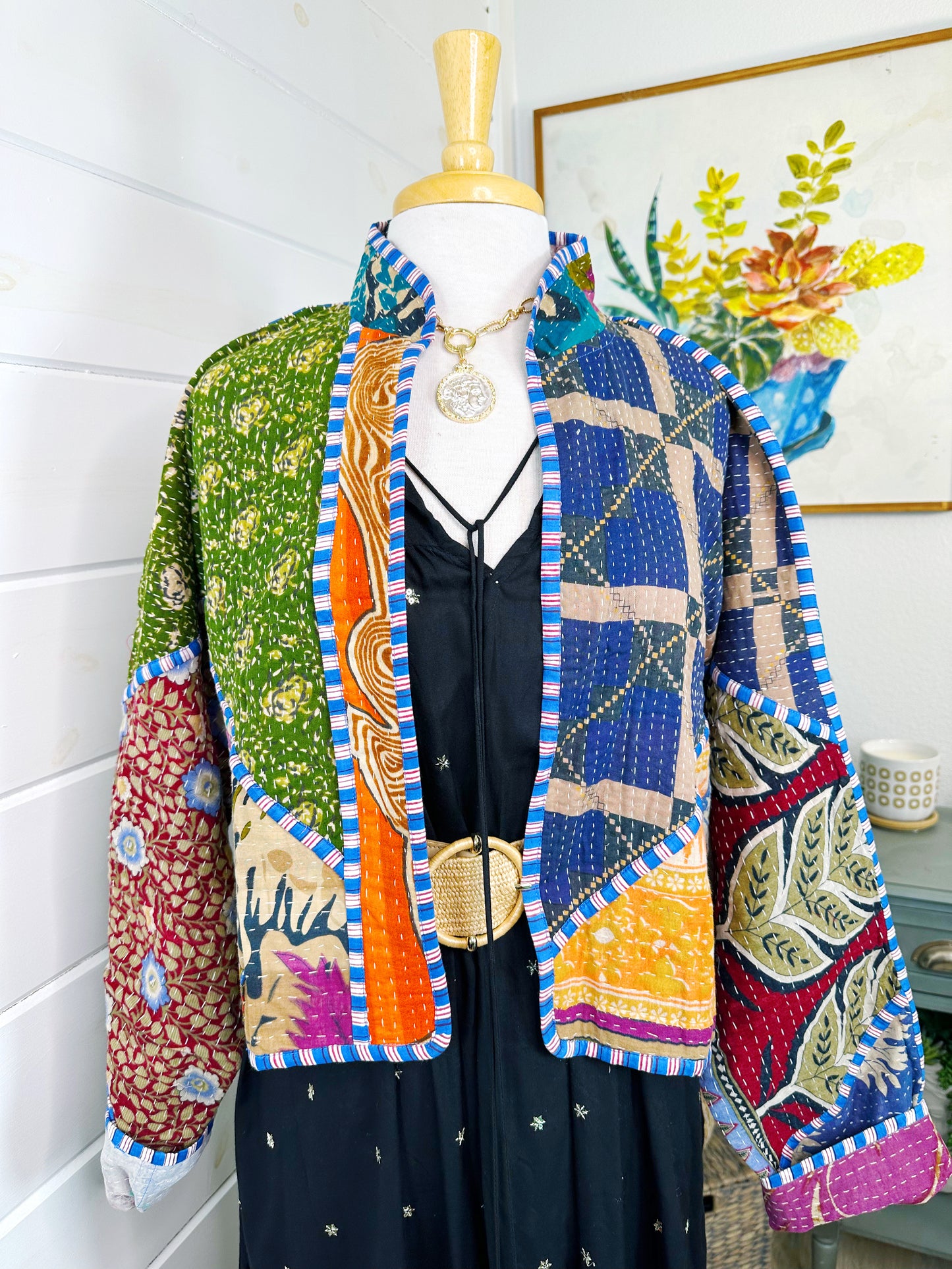 Kantha Quilted Bomber Jacket | Blanket Coat | Patchwork Coat