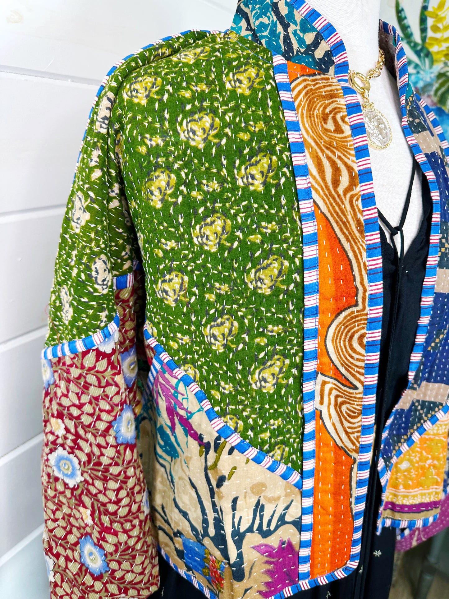 Kantha Quilted Bomber Jacket | Blanket Coat | Patchwork Coat