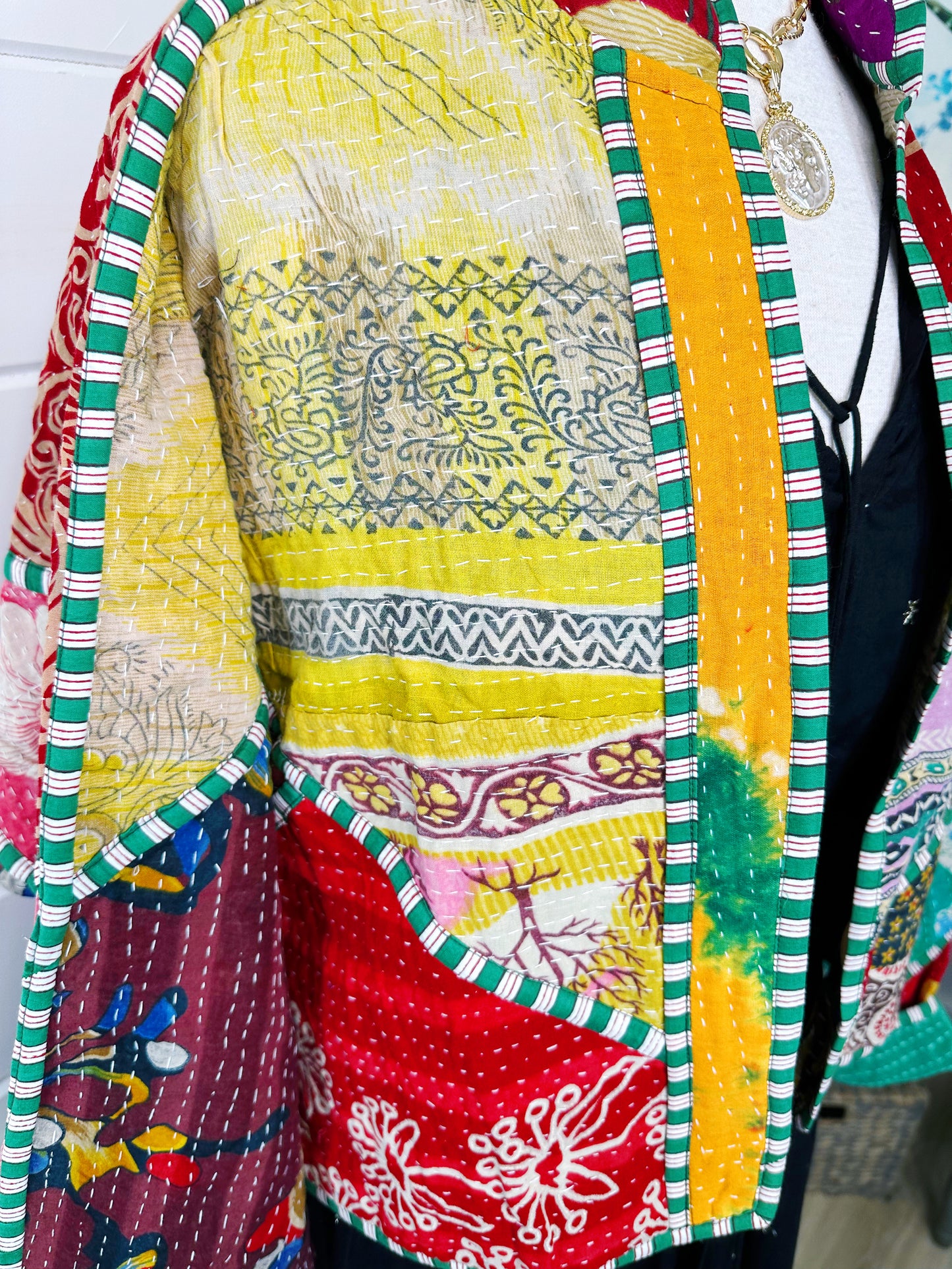 Kantha Quilted Bomber Jacket | Blanket Coat | Patchwork Coat