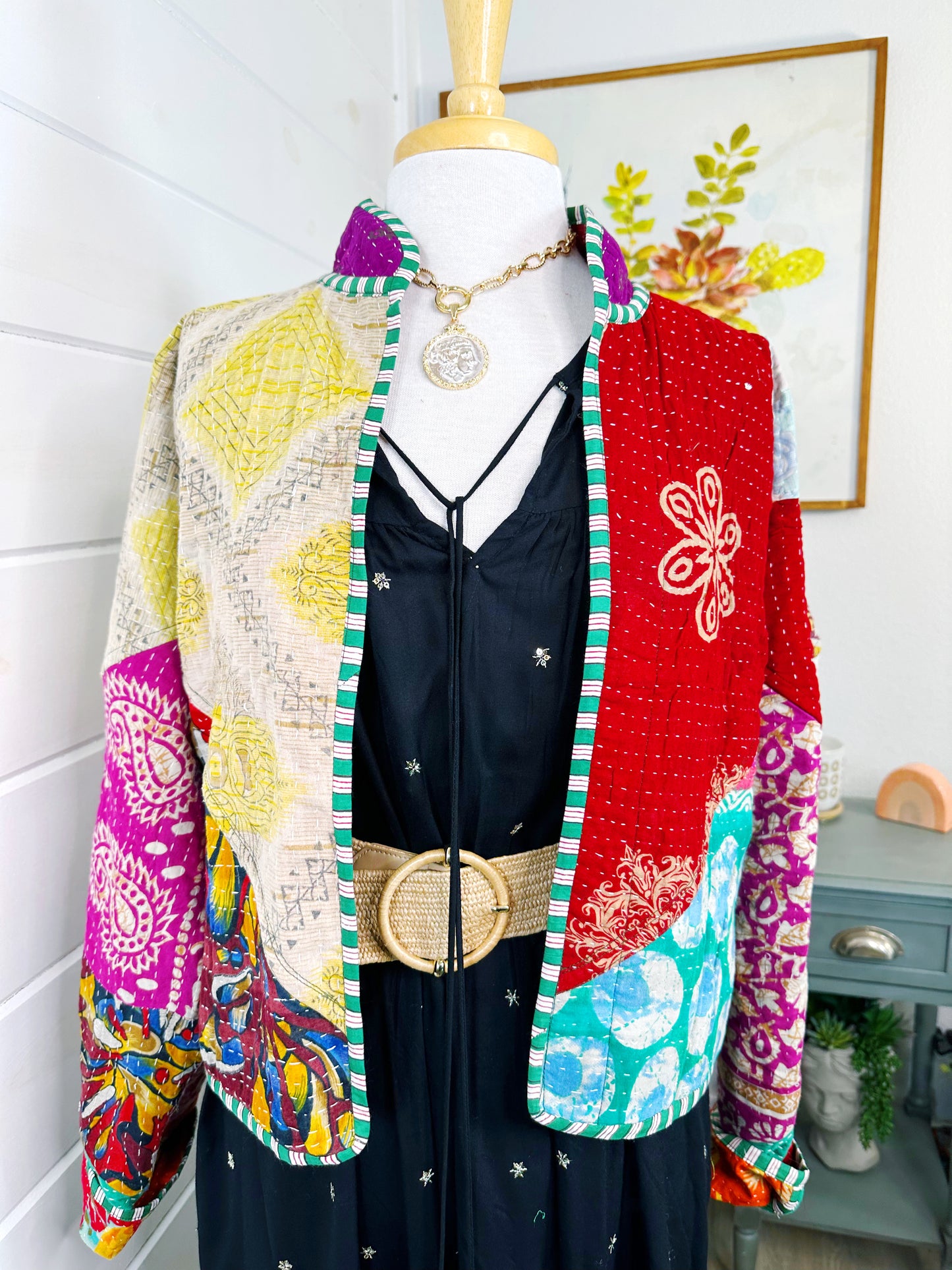 Kantha Quilted Bomber Jacket | Blanket Coat | Patchwork Coat