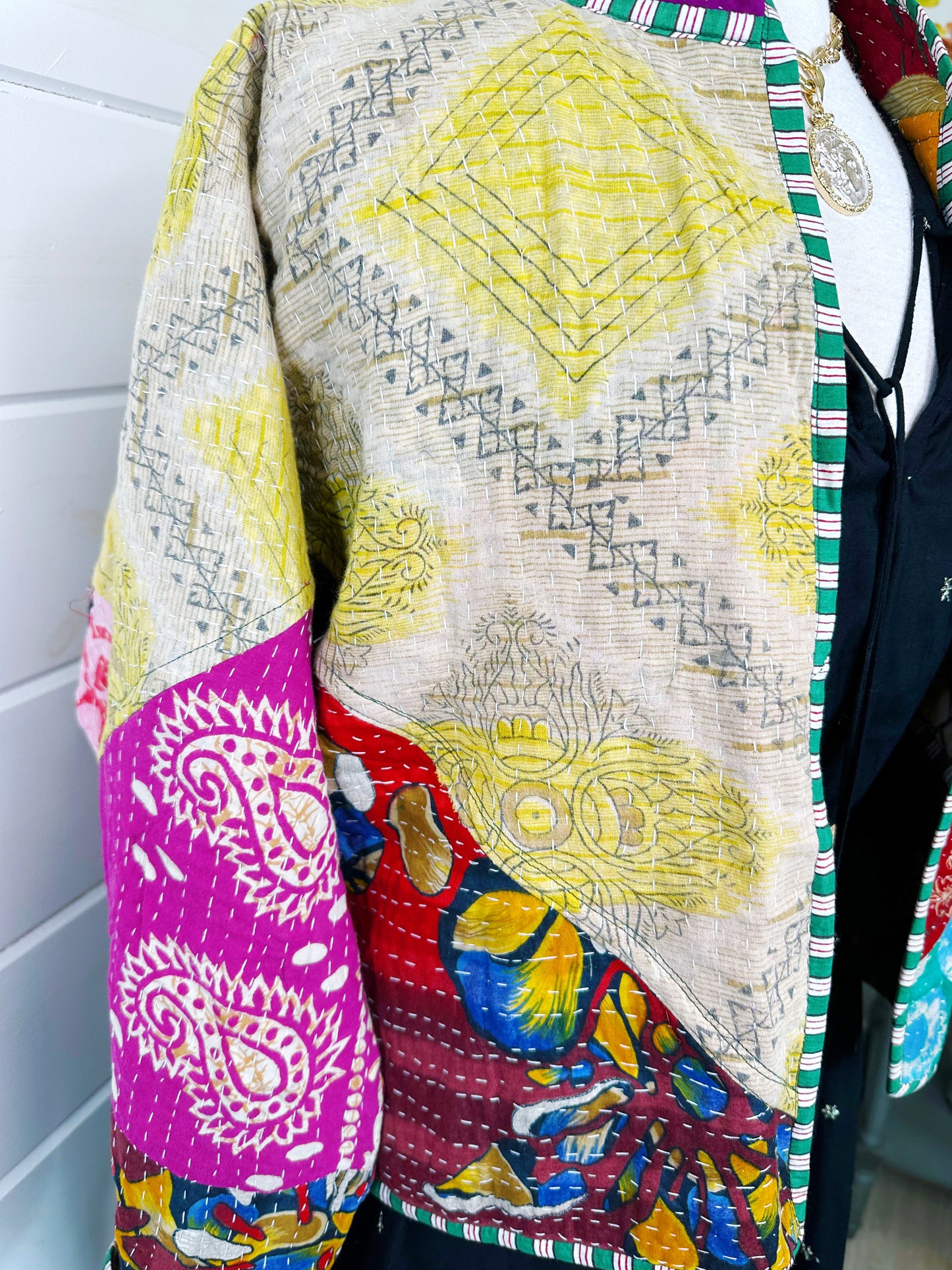 Kantha Quilted Bomber Jacket | Blanket Coat | Patchwork Coat