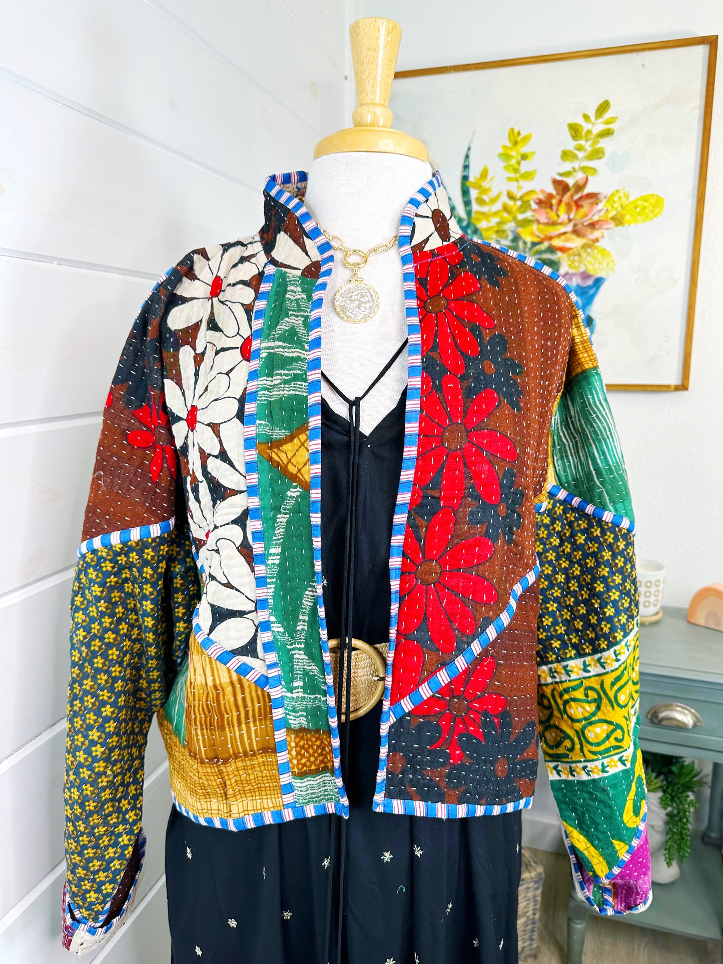 Kantha Quilted Bomber Jacket | Blanket Coat | Patchwork Coat