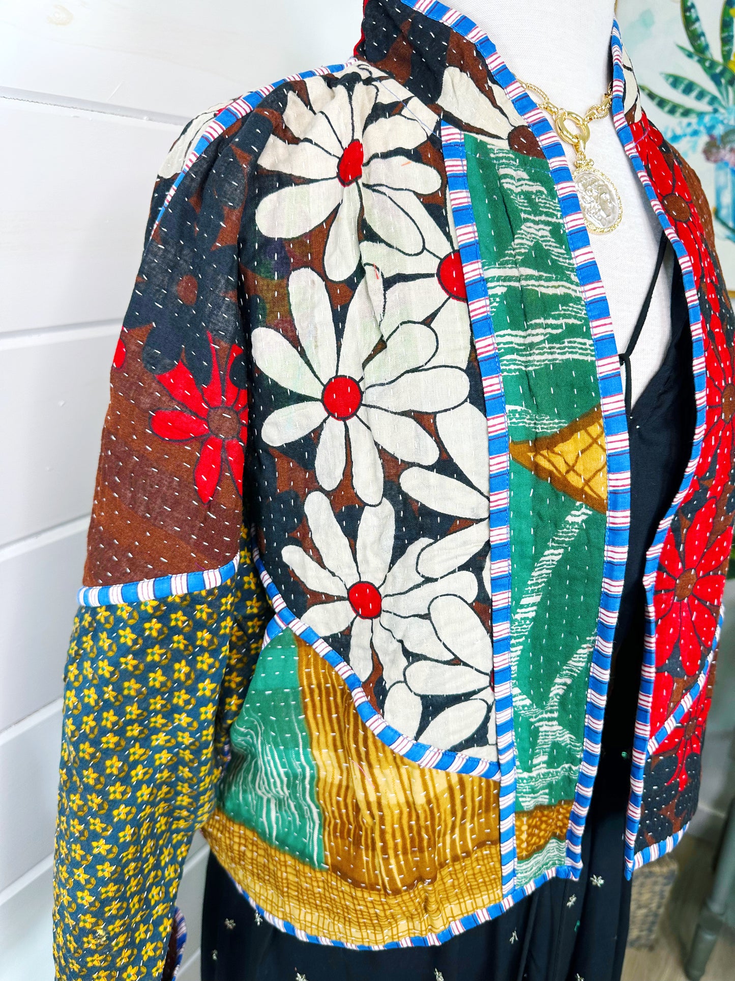 Kantha Quilted Bomber Jacket | Blanket Coat | Patchwork Coat