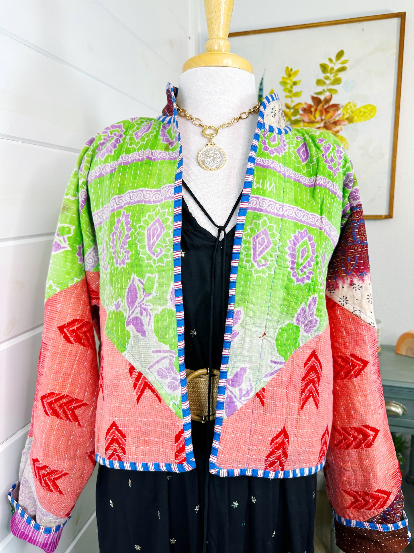 Kantha Quilted Bomber Jacket | Blanket Coat | Patchwork Coat