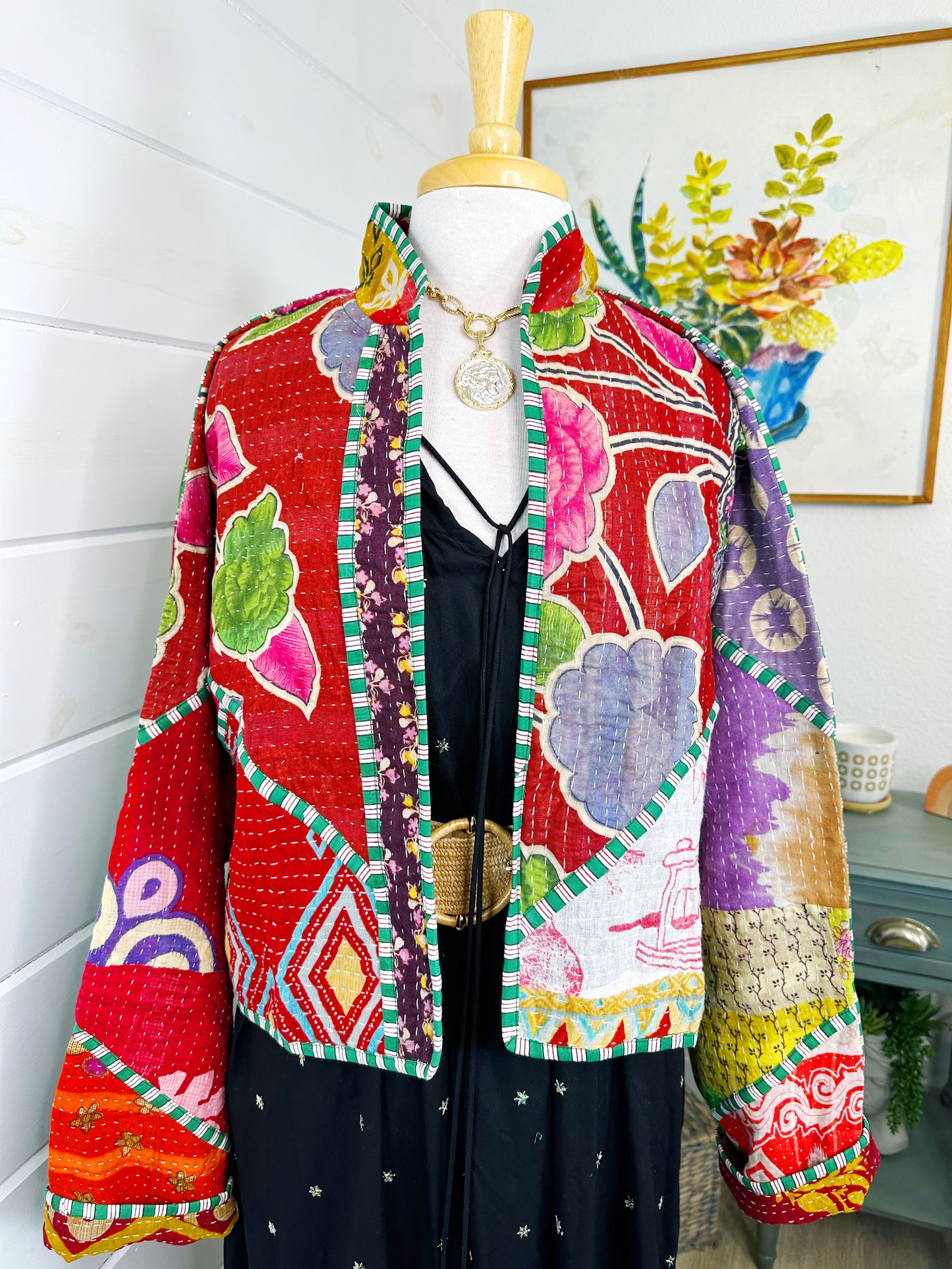 Kantha Quilted Bomber Jacket | Blanket Coat | Patchwork Coat