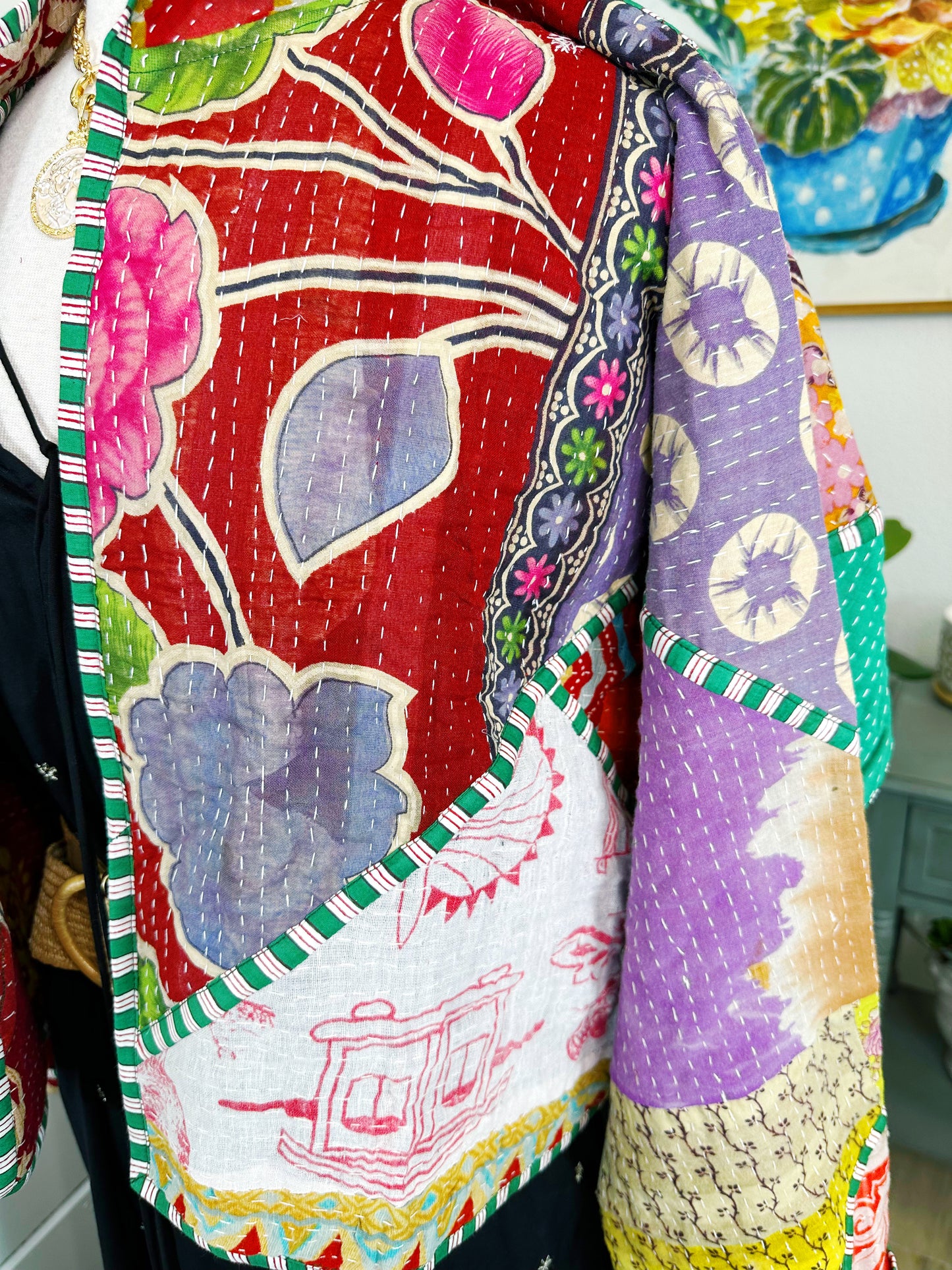 Kantha Quilted Bomber Jacket | Blanket Coat | Patchwork Coat