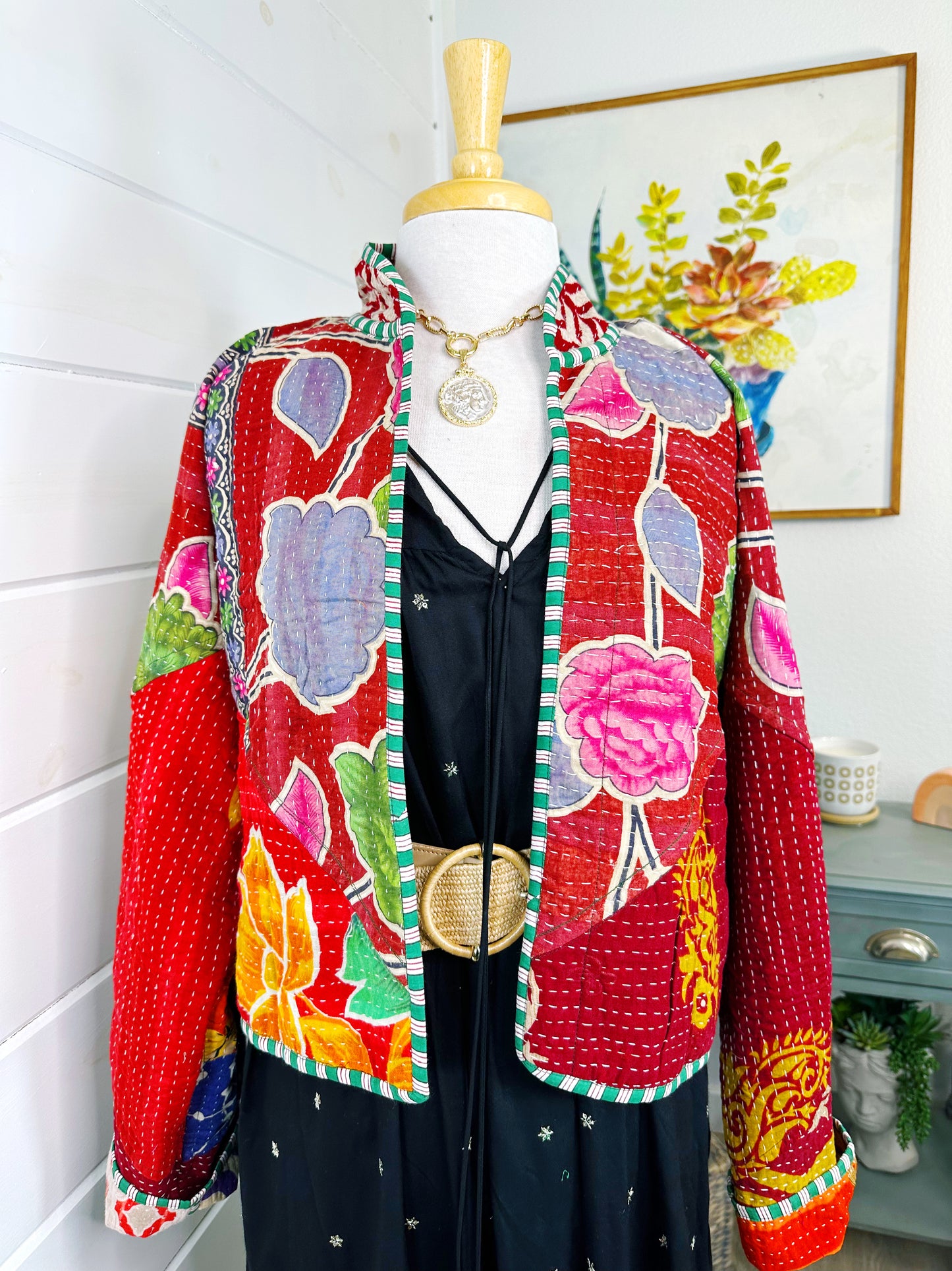 Kantha Quilted Bomber Jacket | Blanket Coat | Patchwork Coat