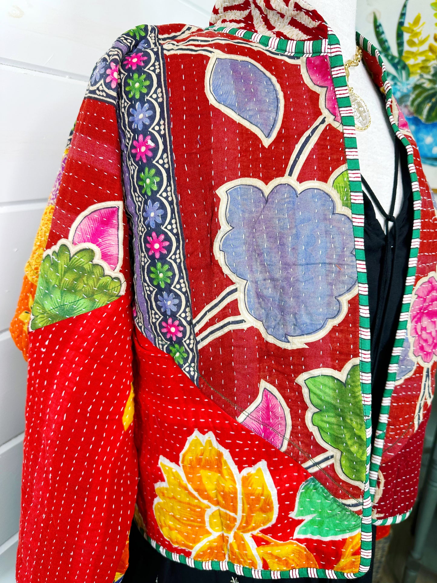 Kantha Quilted Bomber Jacket | Blanket Coat | Patchwork Coat