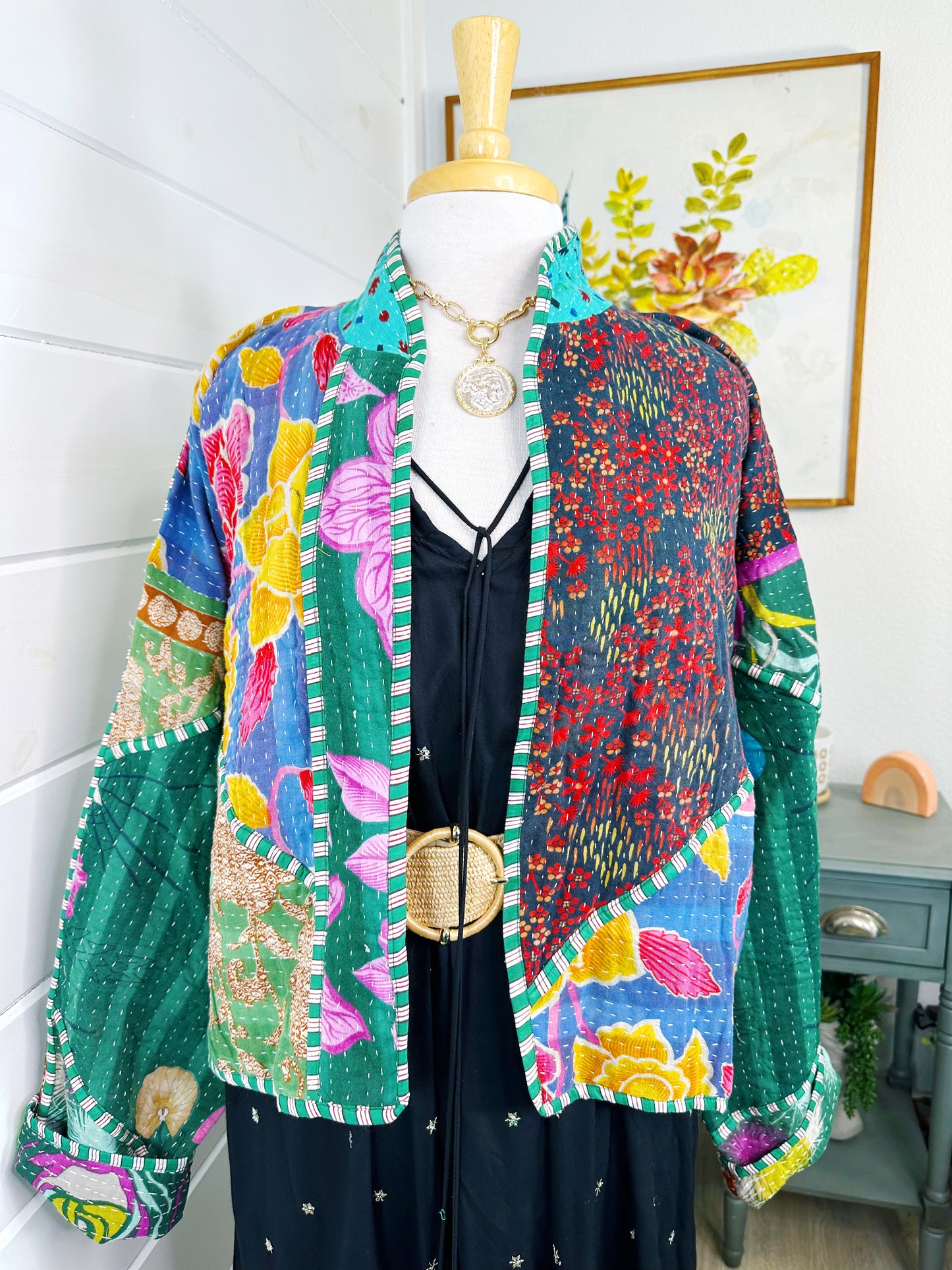Kantha Quilted Bomber Jacket | Blanket Coat | Patchwork Coat