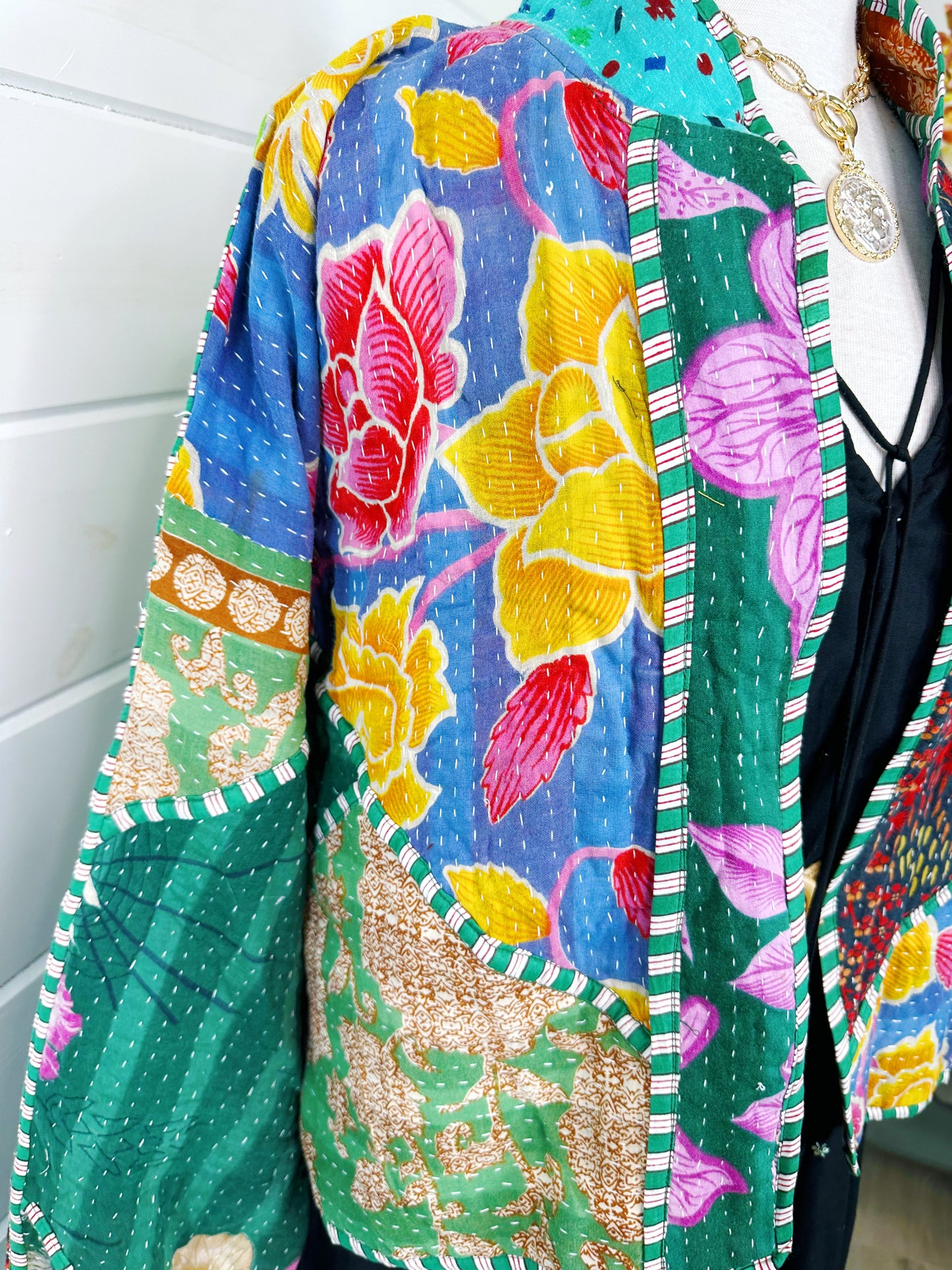 Kantha Quilted Bomber Jacket | Blanket Coat | Patchwork Coat