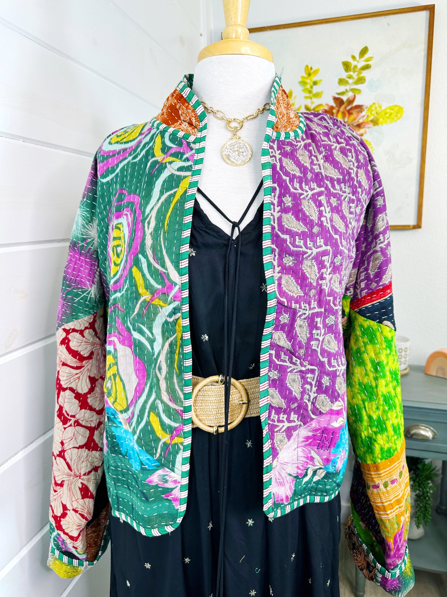 Kantha Quilted Bomber Jacket | Blanket Coat | Patchwork Coat