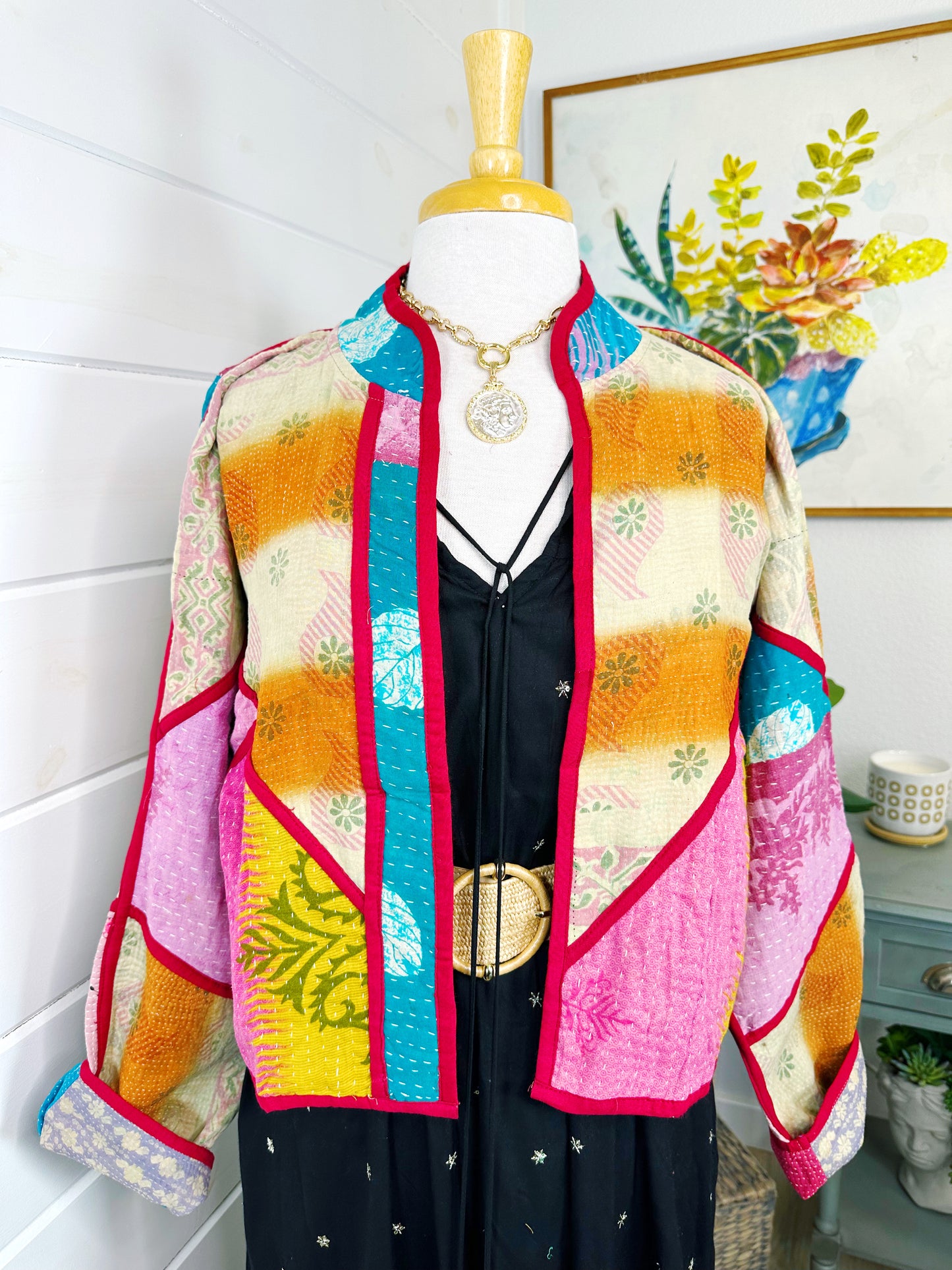 Kantha Quilted Bomber Jacket | Blanket Coat | Patchwork Coat