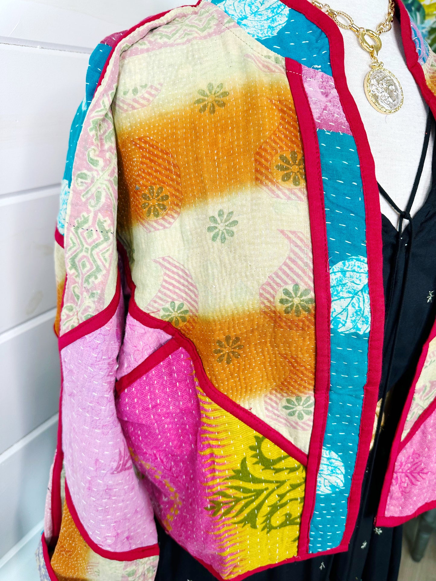 Kantha Quilted Bomber Jacket | Blanket Coat | Patchwork Coat