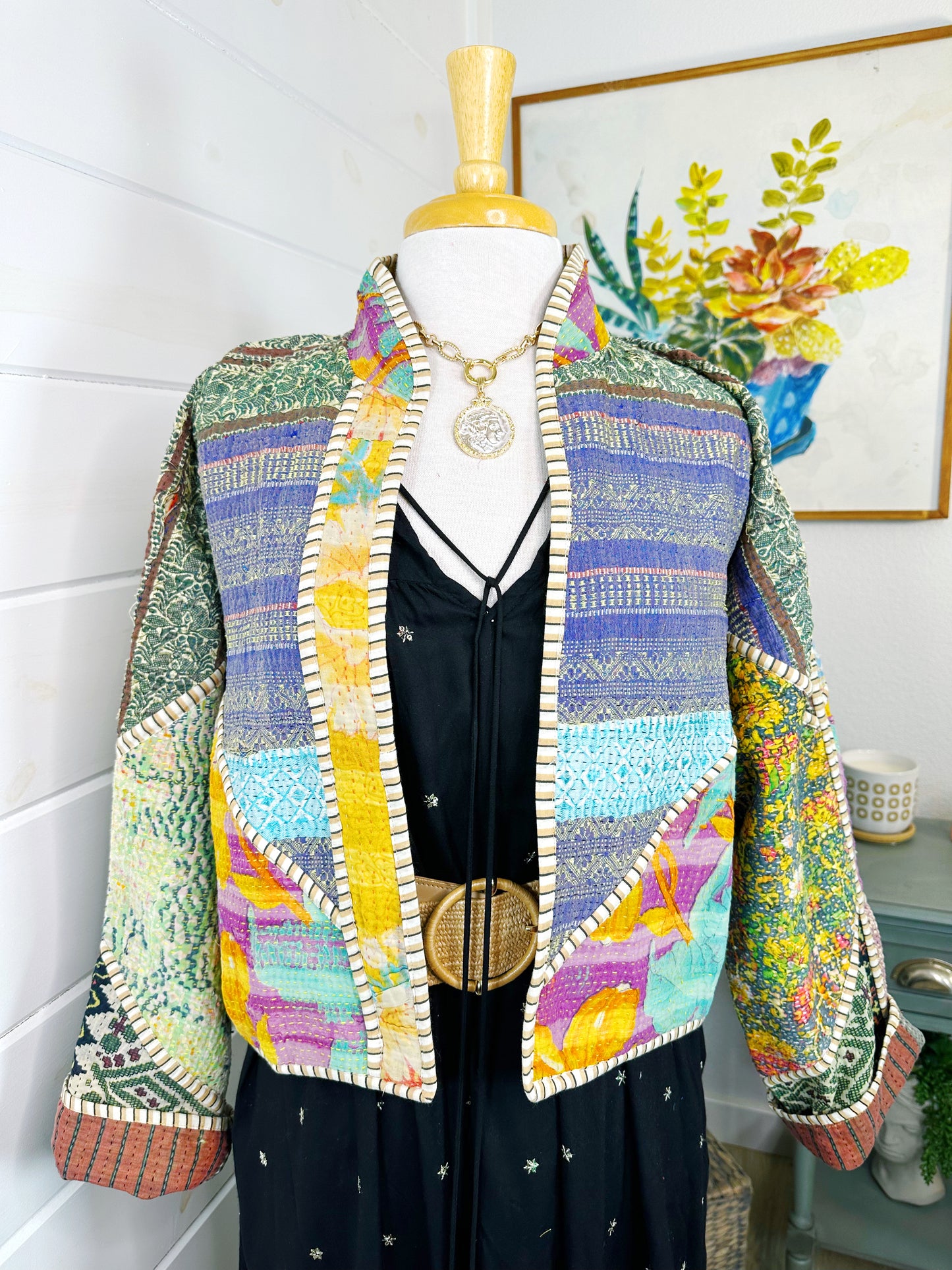 Kantha Quilted Bomber Jacket | Blanket Coat | Patchwork Coat