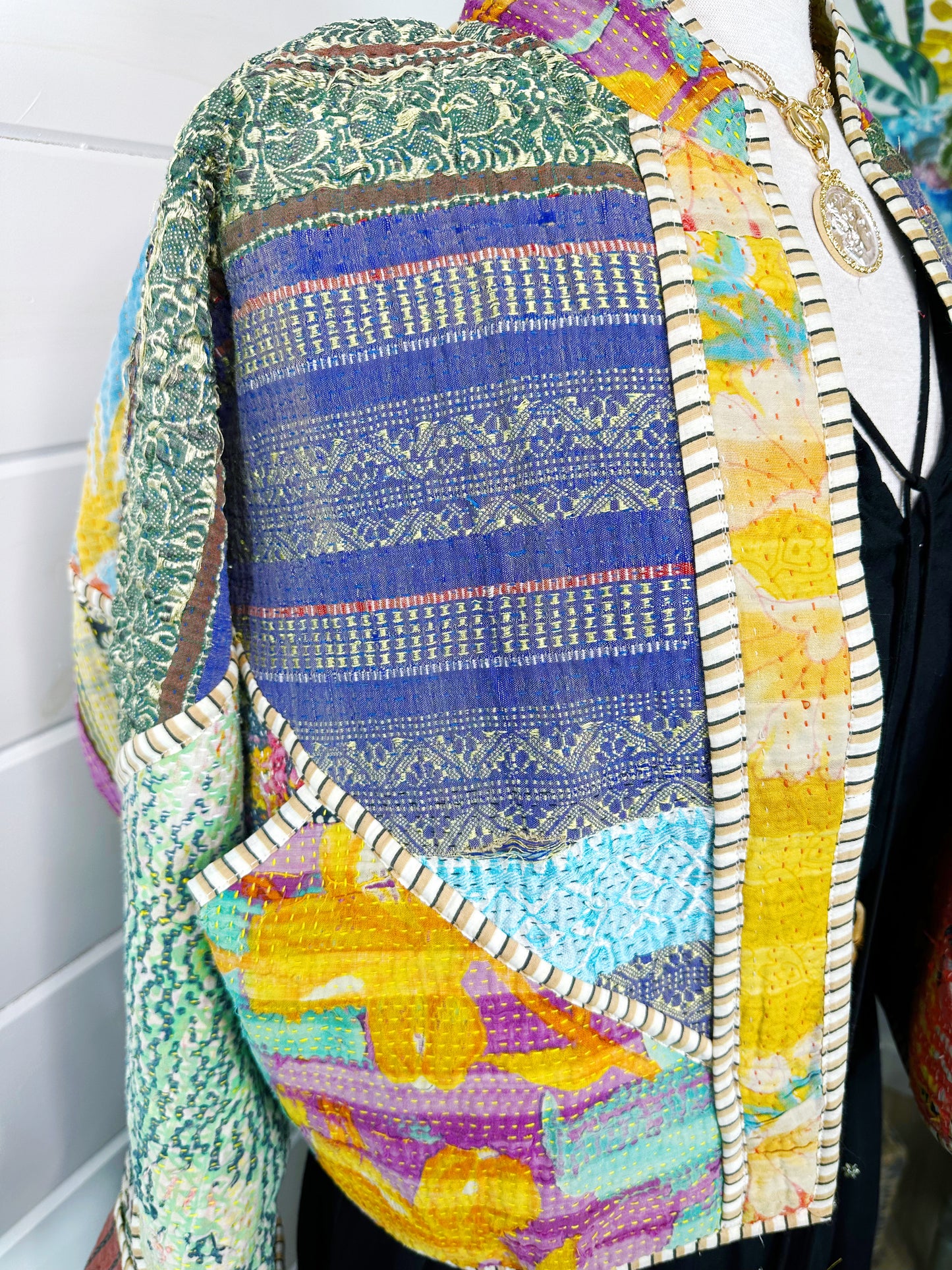 Kantha Quilted Bomber Jacket | Blanket Coat | Patchwork Coat