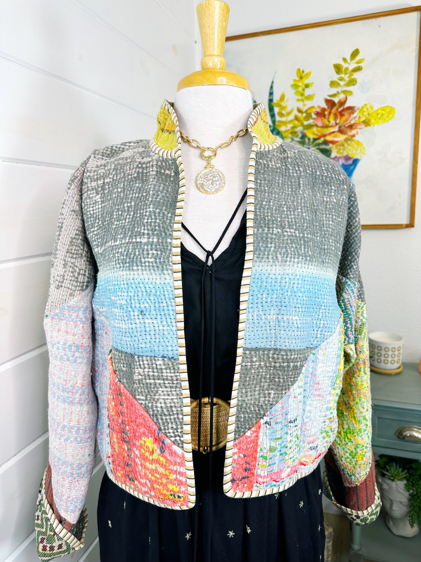 Kantha Quilted Bomber Jacket | Blanket Coat | Patchwork Coat