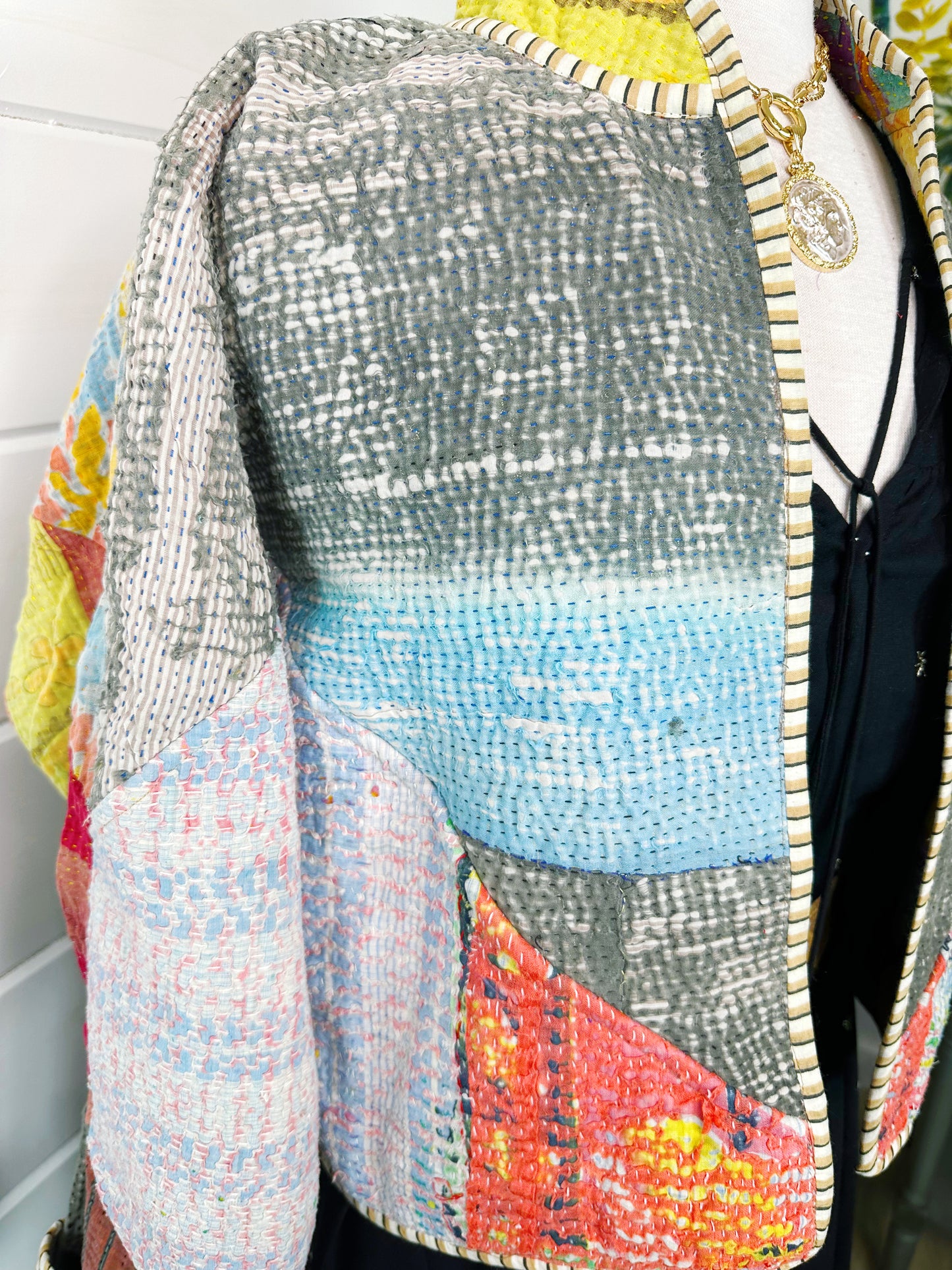 Kantha Quilted Bomber Jacket | Blanket Coat | Patchwork Coat