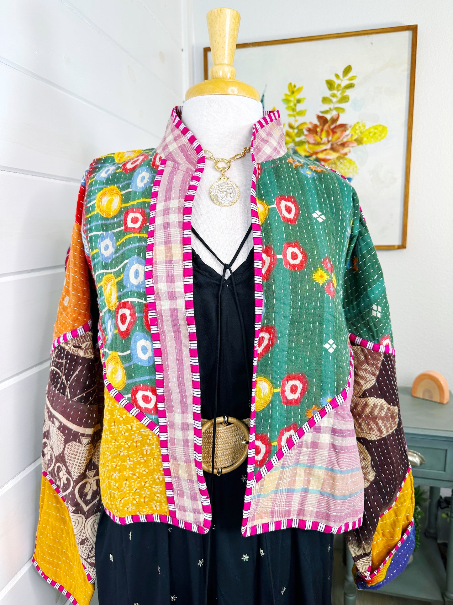 Kantha Quilted Bomber Jacket | Blanket Coat | Patchwork Coat