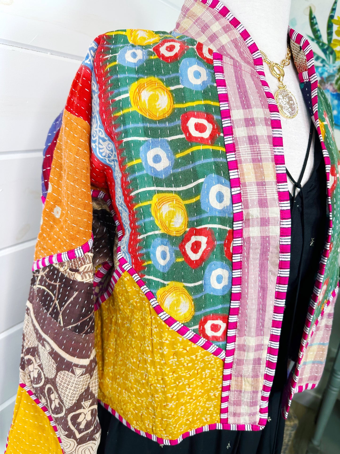 Kantha Quilted Bomber Jacket | Blanket Coat | Patchwork Coat