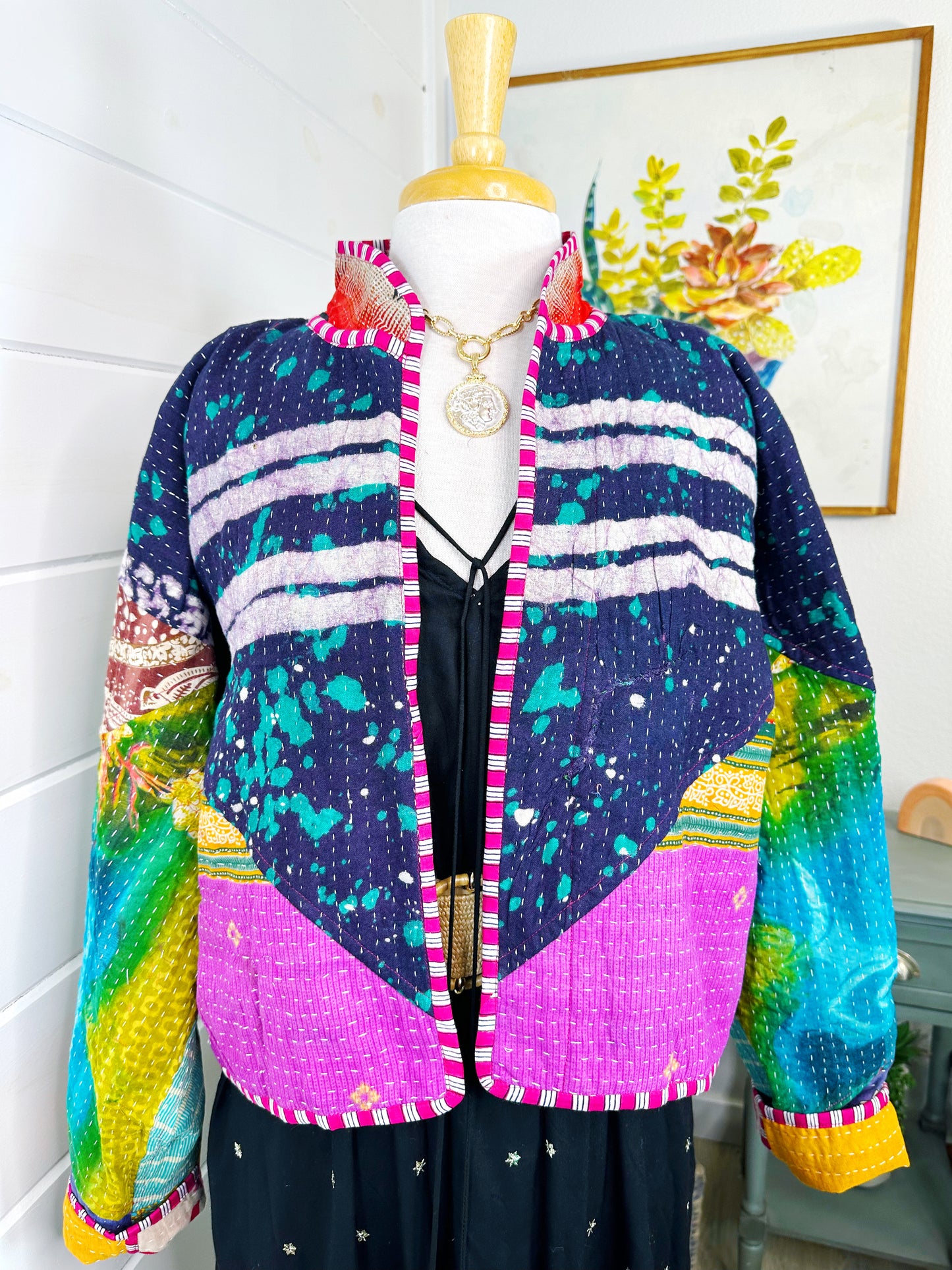 Kantha Quilted Bomber Jacket | Blanket Coat | Patchwork Coat