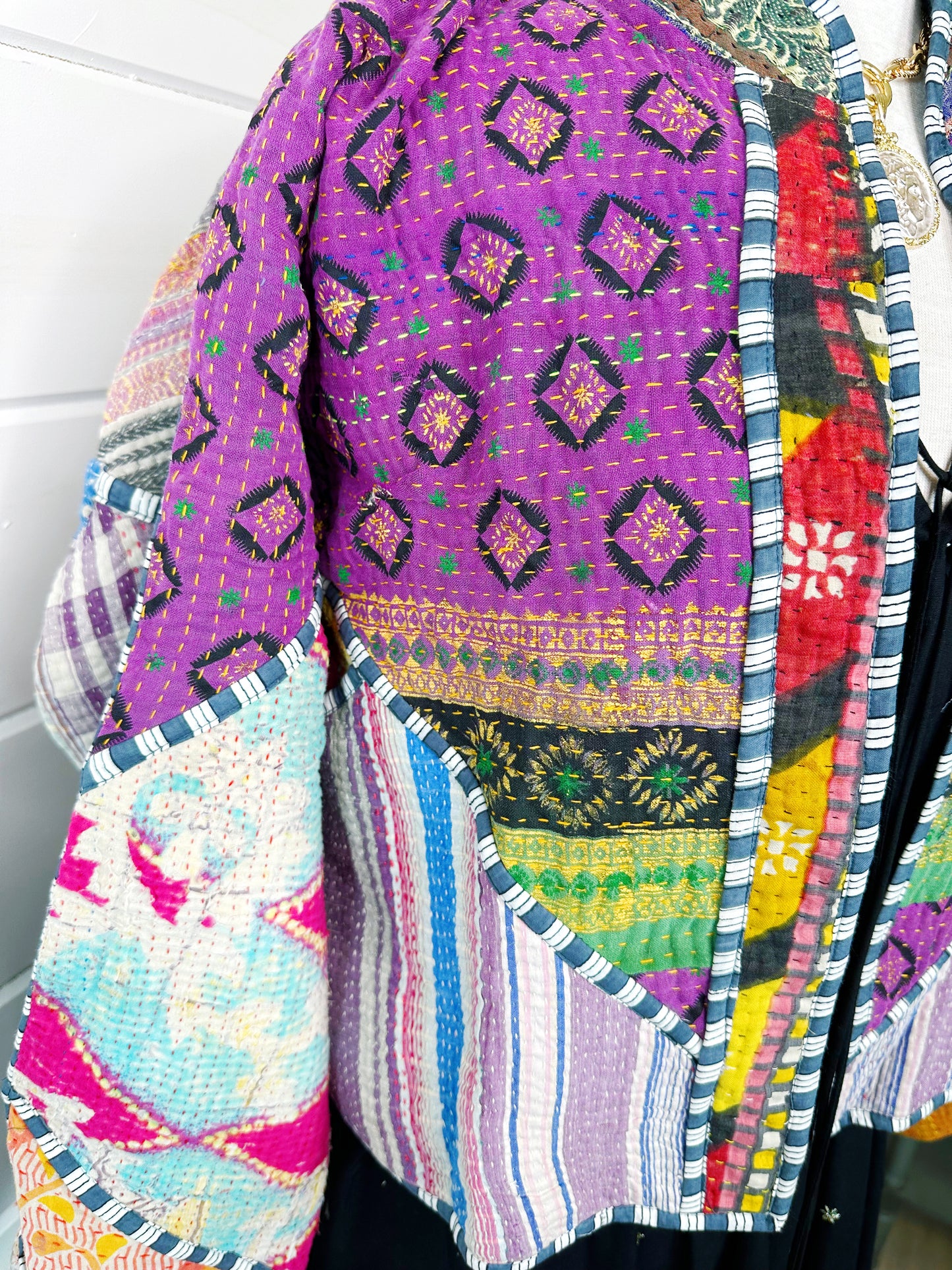 Kantha Quilted Bomber Jacket | Blanket Coat | Patchwork Coat