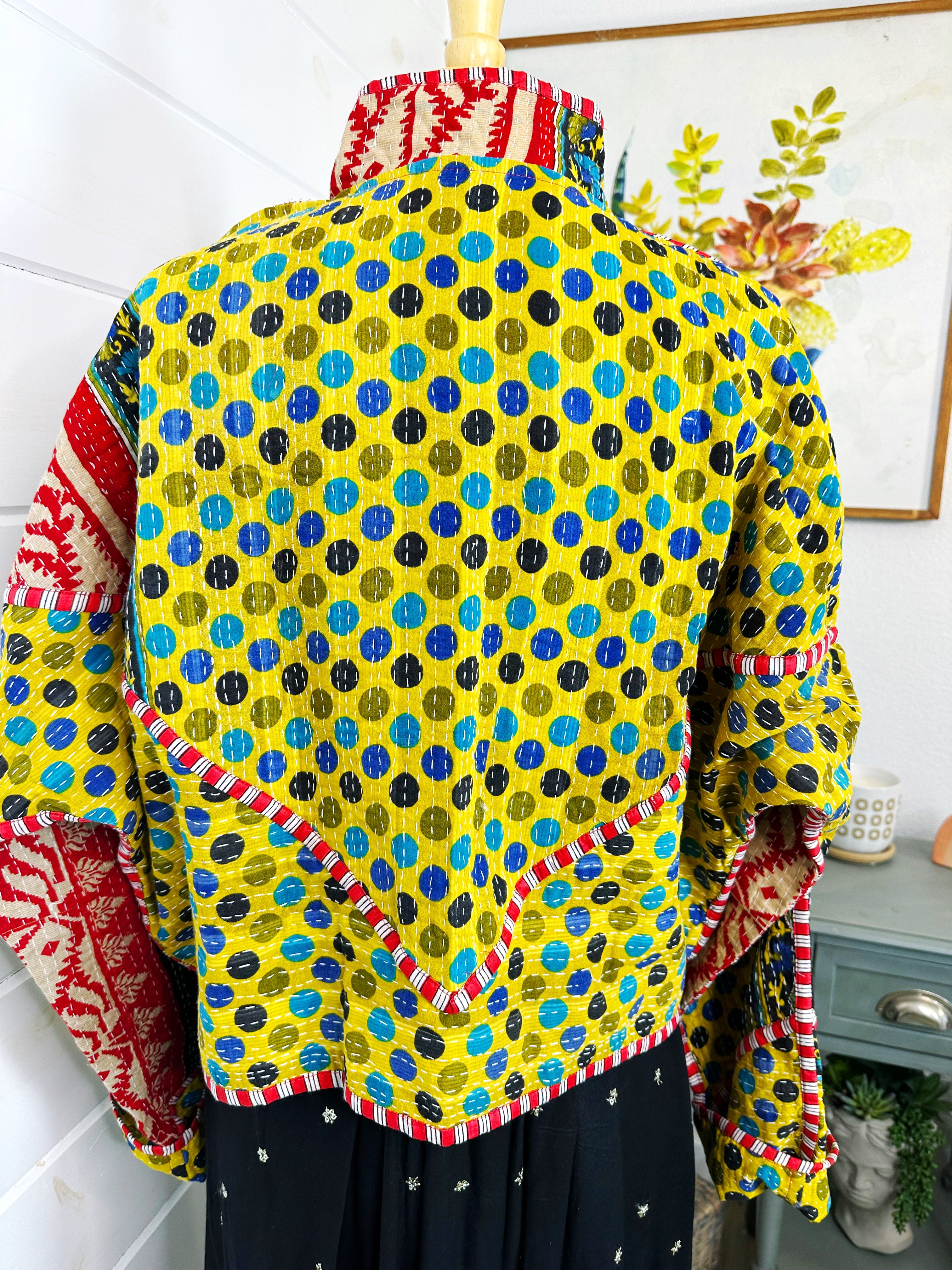 Boho Patchwork Kantha Jacket – Handmade Quilted & Reversible Blanket Coat