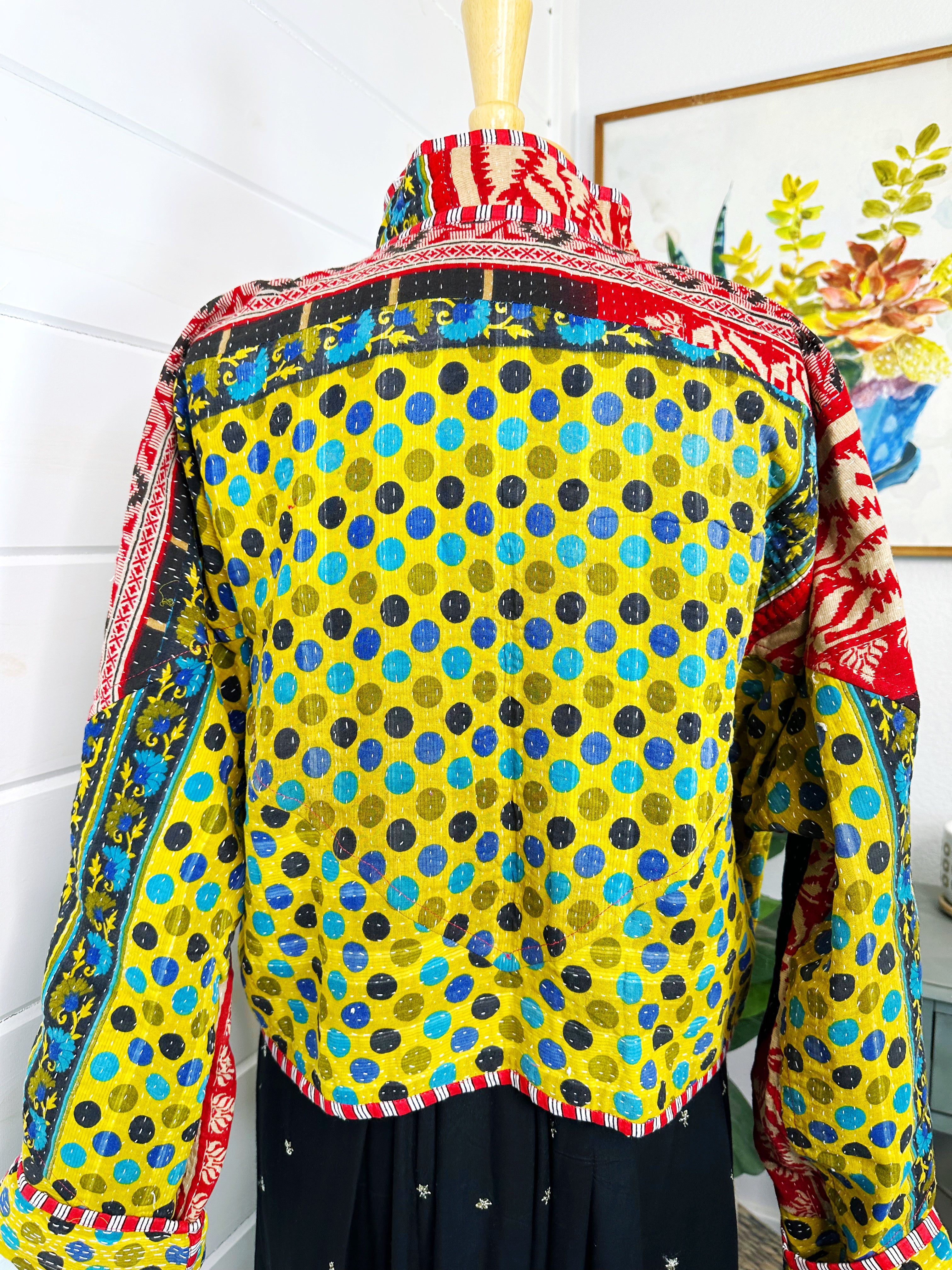 Boho Patchwork Kantha Jacket – Handmade Quilted & Reversible Blanket Coat