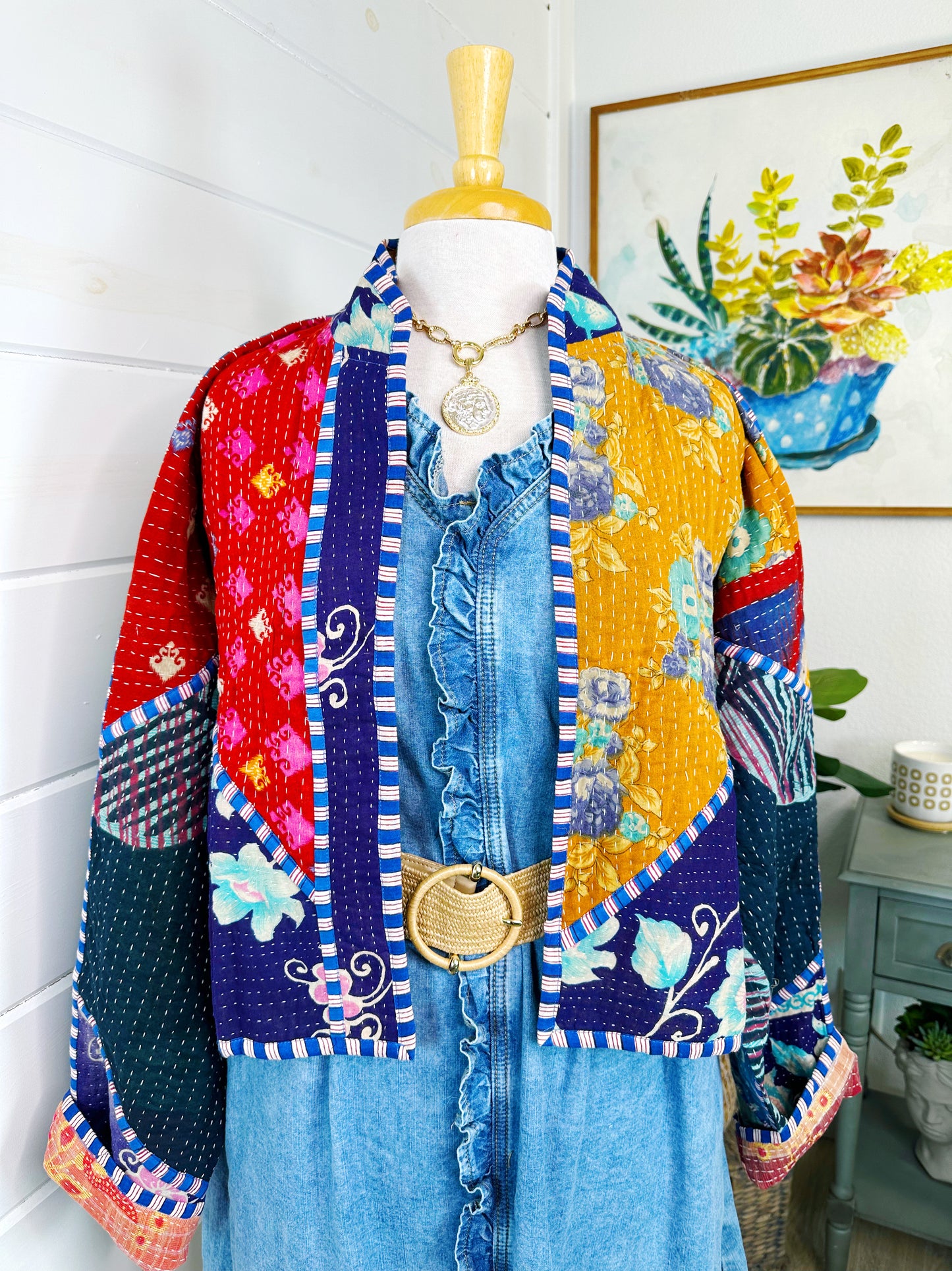 Kantha Quilted Bomber Jacket | Blanket Coat | Patchwork Coat
