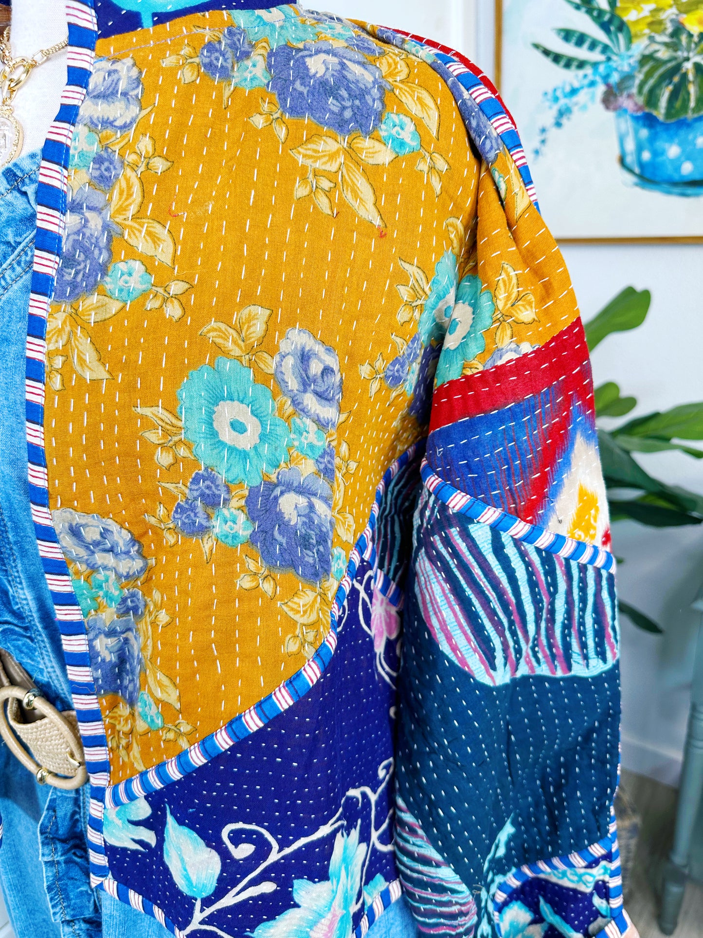 Kantha Quilted Bomber Jacket | Blanket Coat | Patchwork Coat
