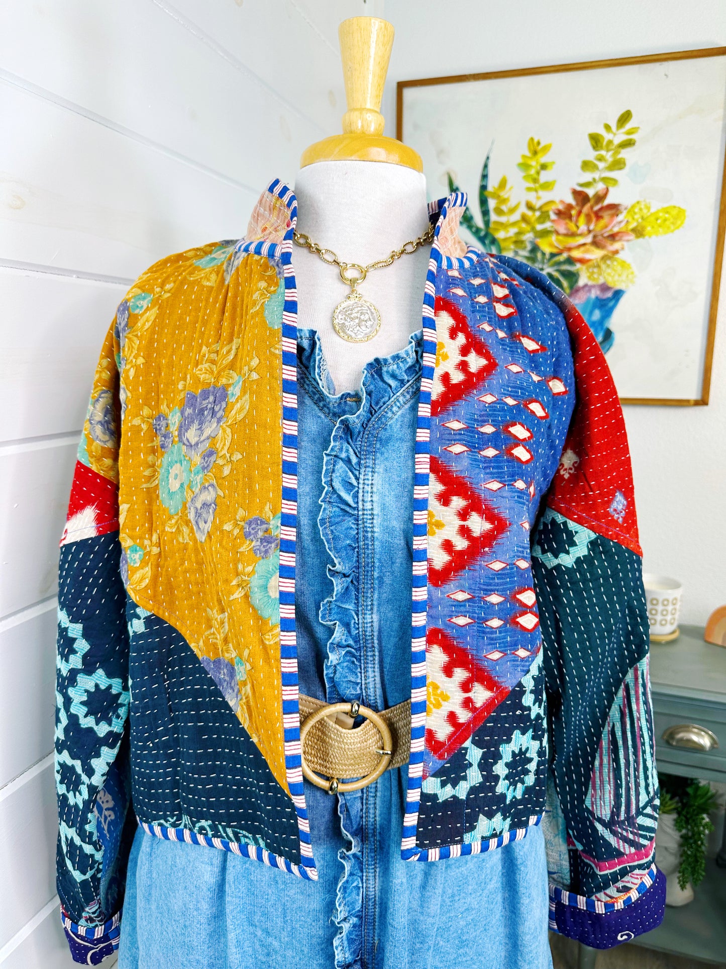 Kantha Quilted Bomber Jacket | Blanket Coat | Patchwork Coat