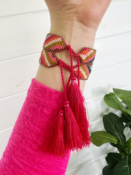 Wholesale Boho Friendship Seed Bead Statement Bracelets with Tassels - Set of 3